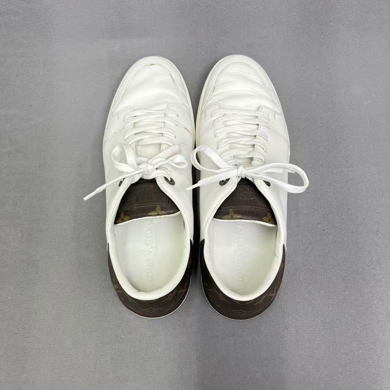 Louis Vuitton louis vuitton low-top leather sneakers in white Size US 10 / EU 43 - 3 Thumbnail
