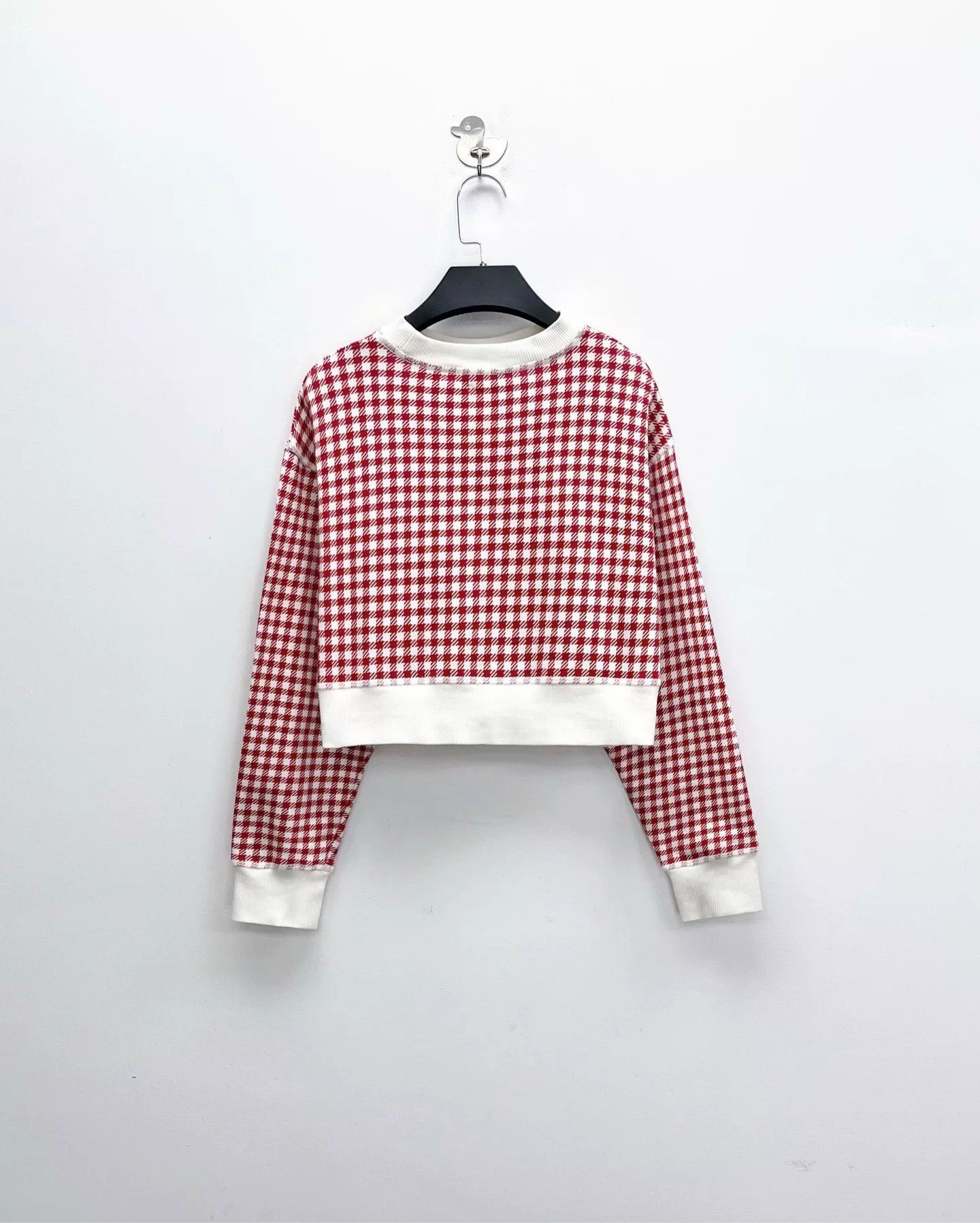 Miu Miu miu miu red check logo cropped sweatshirt Size S / US 4 / IT 40 - 2 Thumbnail