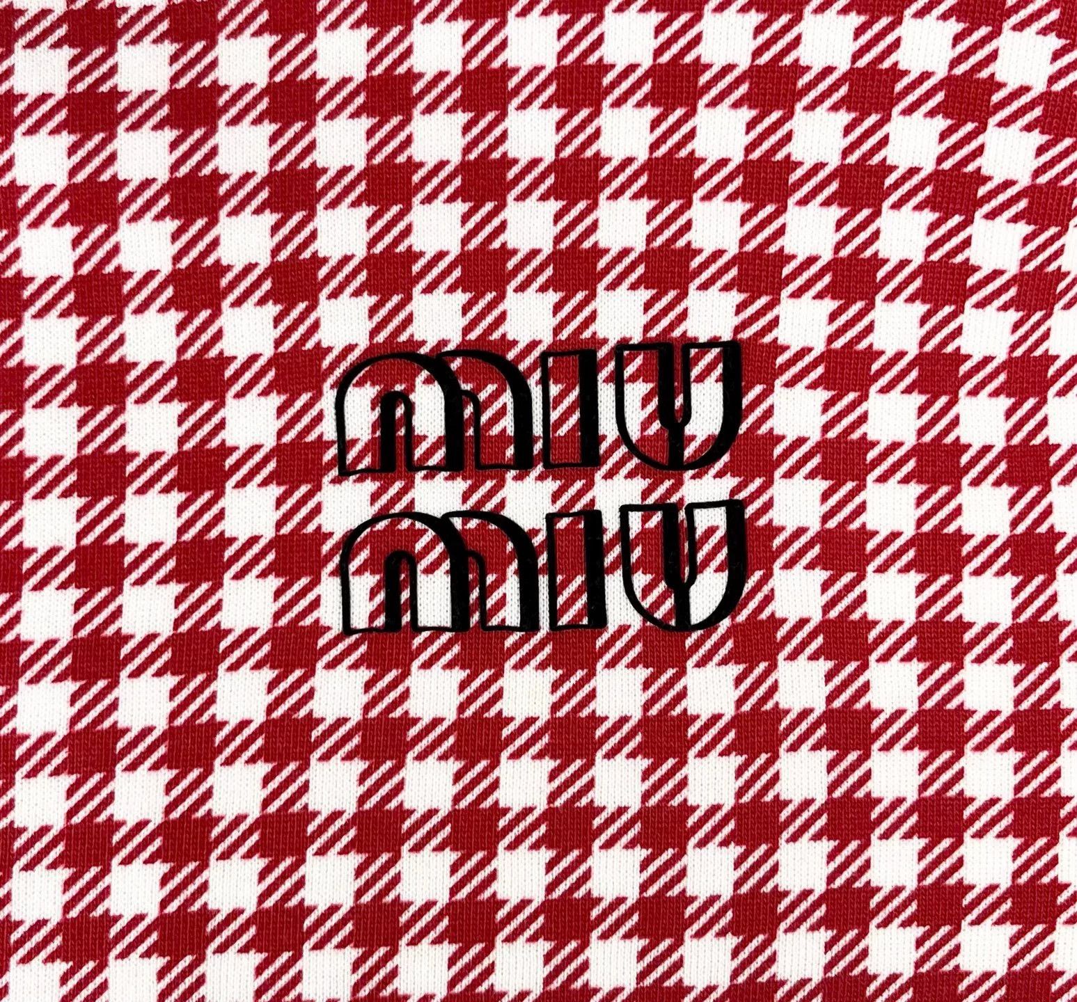 Miu Miu miu miu red check logo cropped sweatshirt Size S / US 4 / IT 40 - 5 Thumbnail