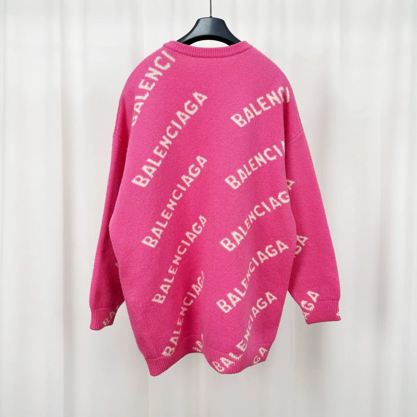 Balenciaga pink balenciaga knit sweater with logo Size M / US 6-8 / IT 42-44 - 2 Thumbnail