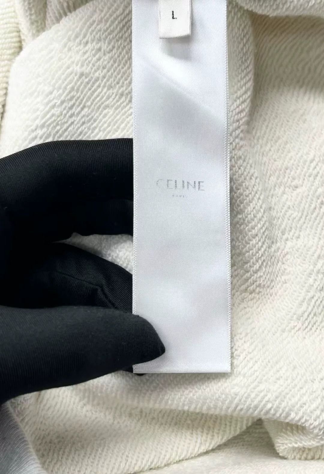 Celine celine logo short sweatshirt in light gray Size L / US 10 / IT 46 - 8 Thumbnail