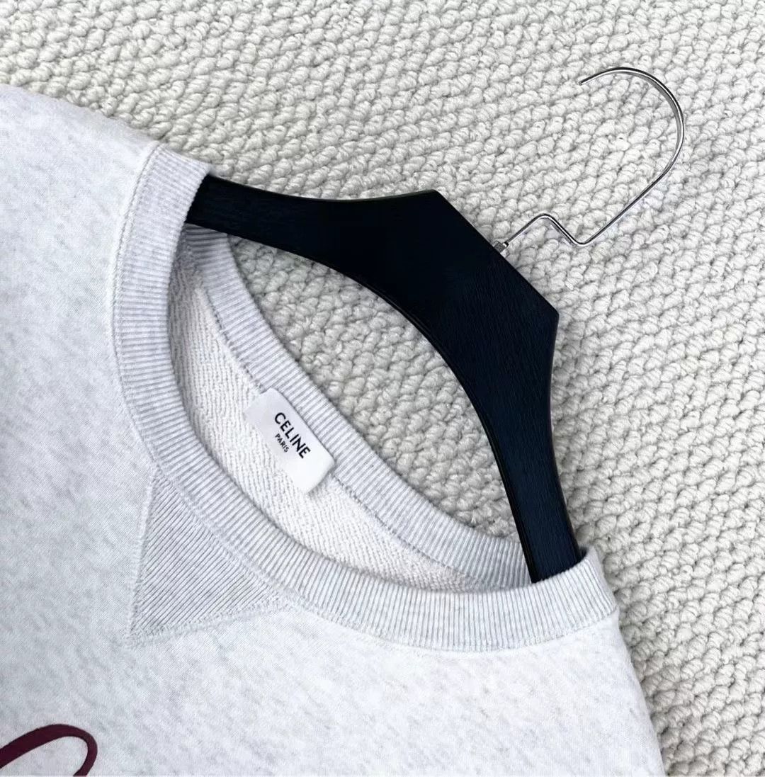 Celine celine logo short sweatshirt in light gray Size L / US 10 / IT 46 - 7 Thumbnail