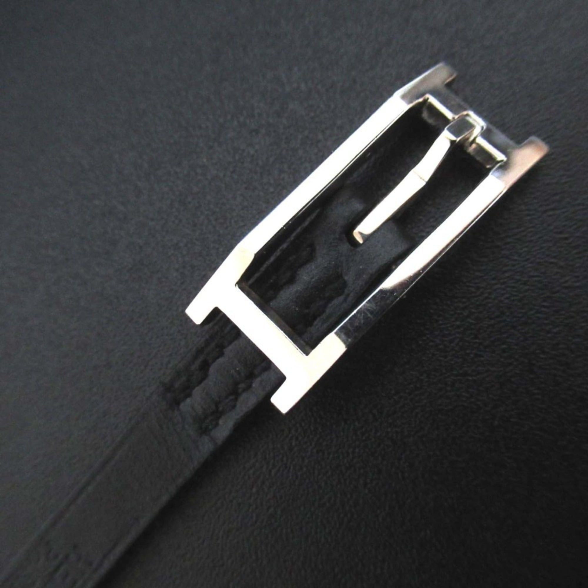 HERMES Hermès □D engraved API 3 long bracelet, black with silver hardware, for men and women