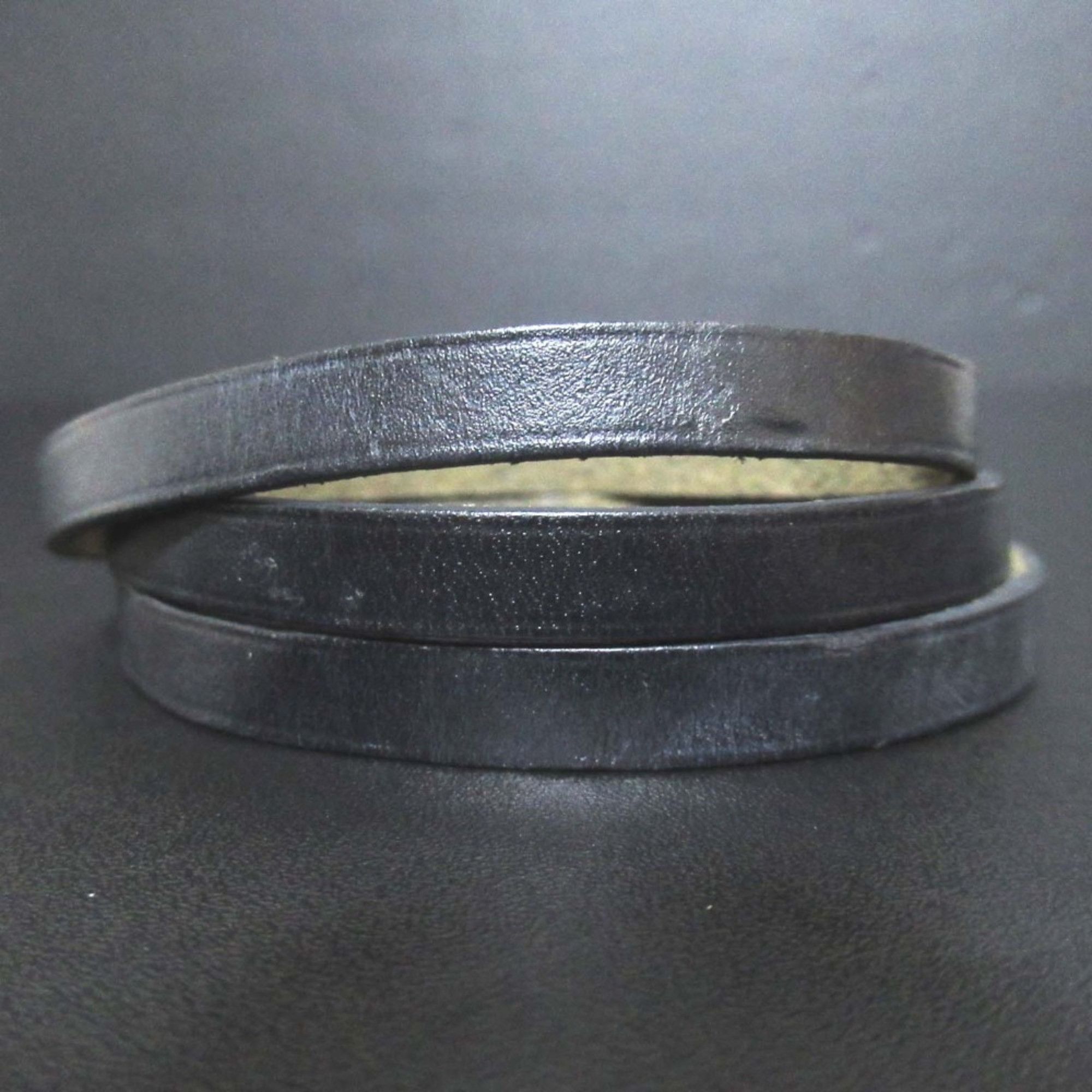 HERMES Hermès □D engraved API 3 long bracelet, black with silver hardware, for men and women