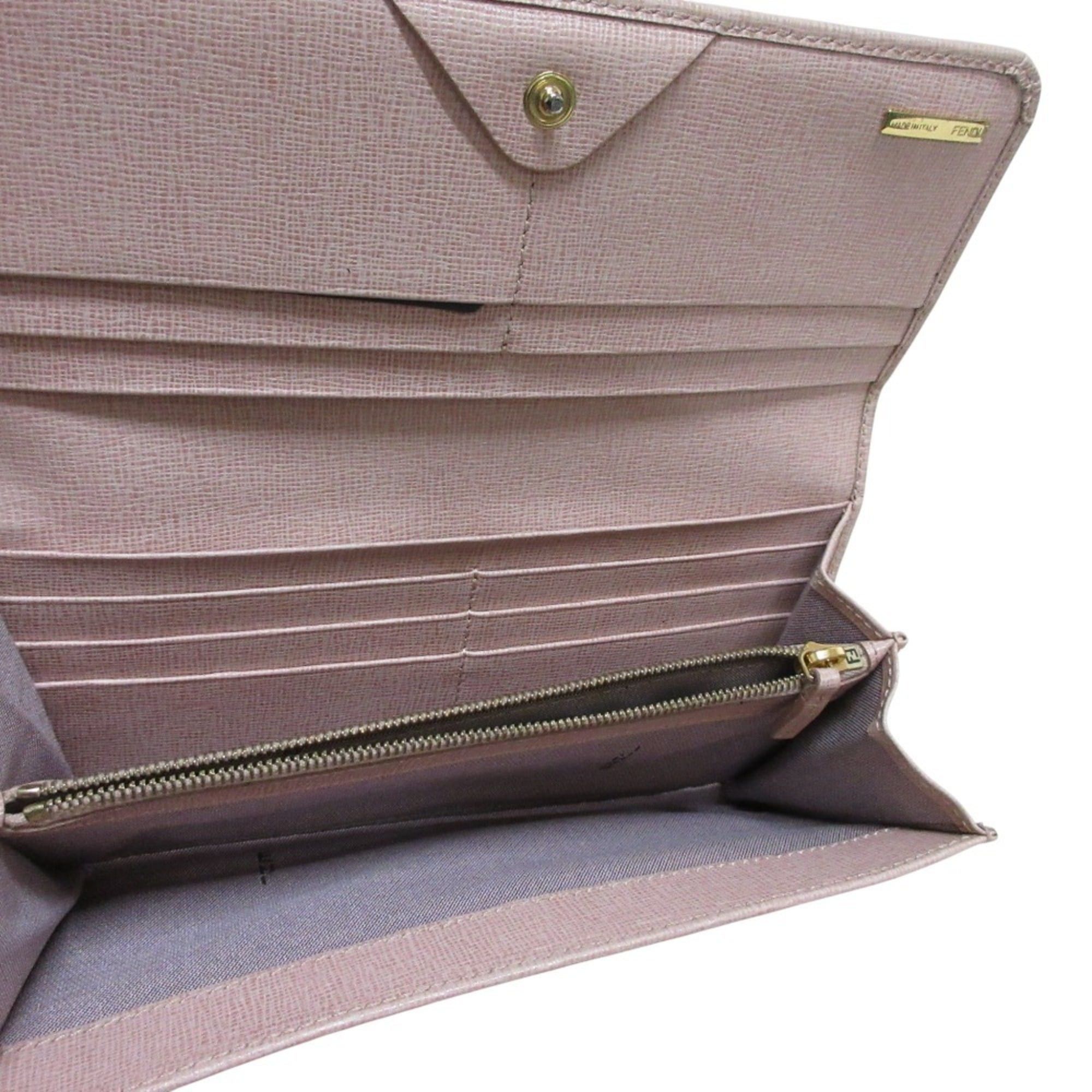 Fendi FENDI Leather Logo Plate Bifold Long Wallet 8M0251-00F09 FONDK Pink Women's Size ONE SIZE - 8 Thumbnail