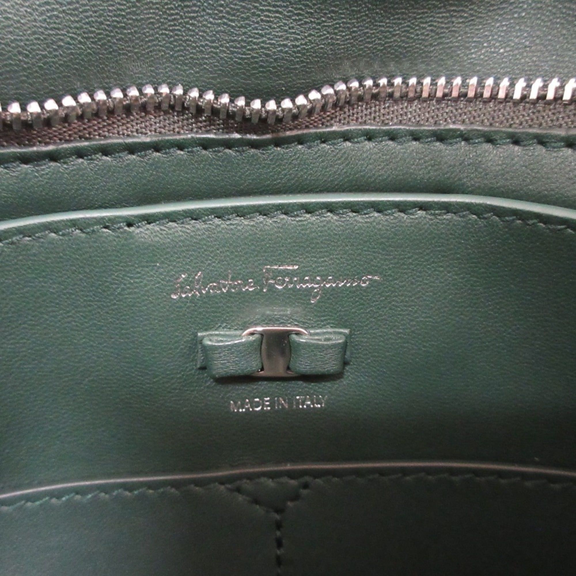 Salvatore Ferragamo Salvatore Ferragamo VIVA BOW Vara Ribbon Suede Chain Shoulder Bag GG-211189 Green Women's Size ONE SIZE - 13 Thumbnail