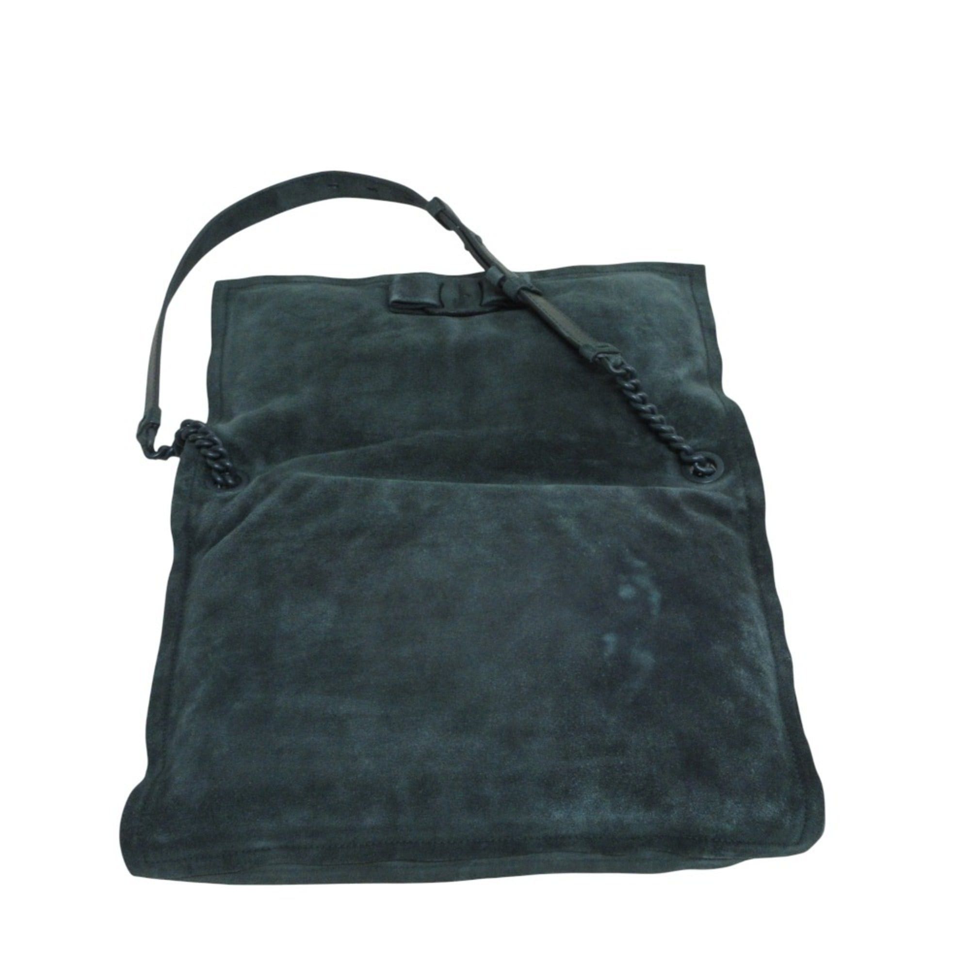 Salvatore Ferragamo Salvatore Ferragamo VIVA BOW Vara Ribbon Suede Chain Shoulder Bag GG-211189 Green Women's Size ONE SIZE - 6 Thumbnail