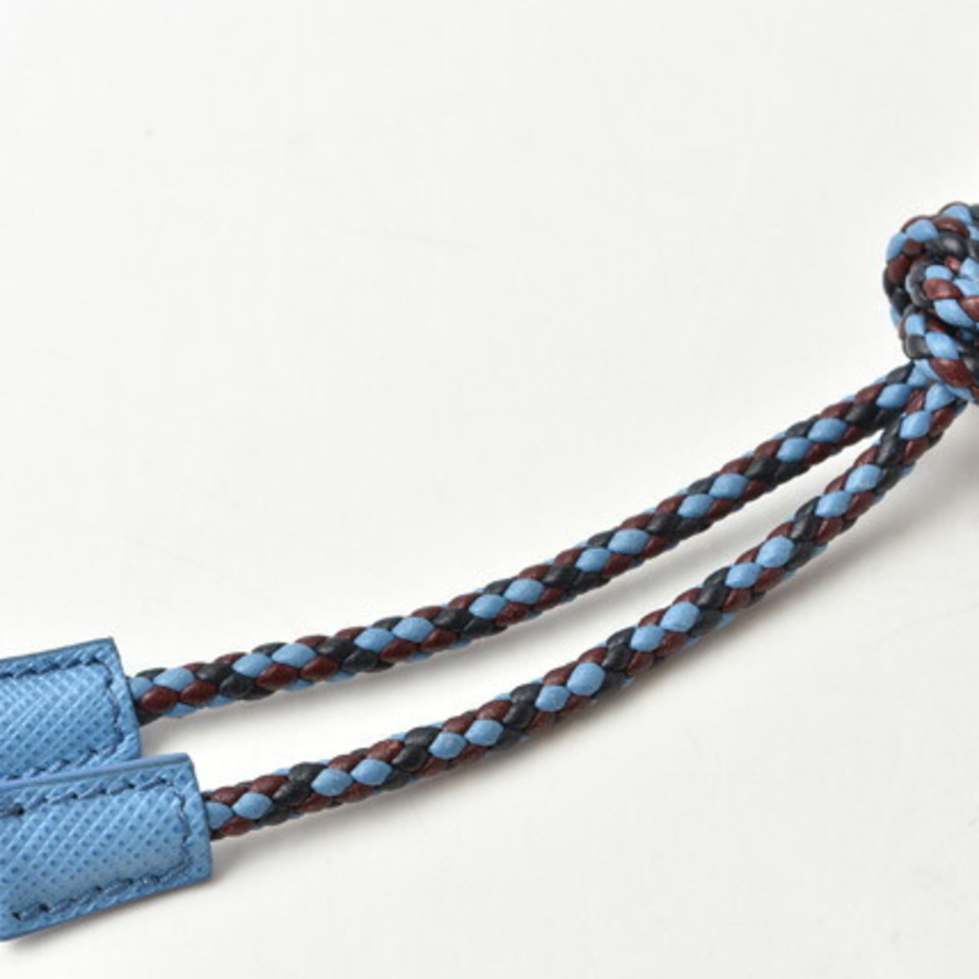 Prada Prada Key Ring Keychain PRADA Wood Intrecciato Blue Light Unused Size ONE SIZE - 3 Thumbnail
