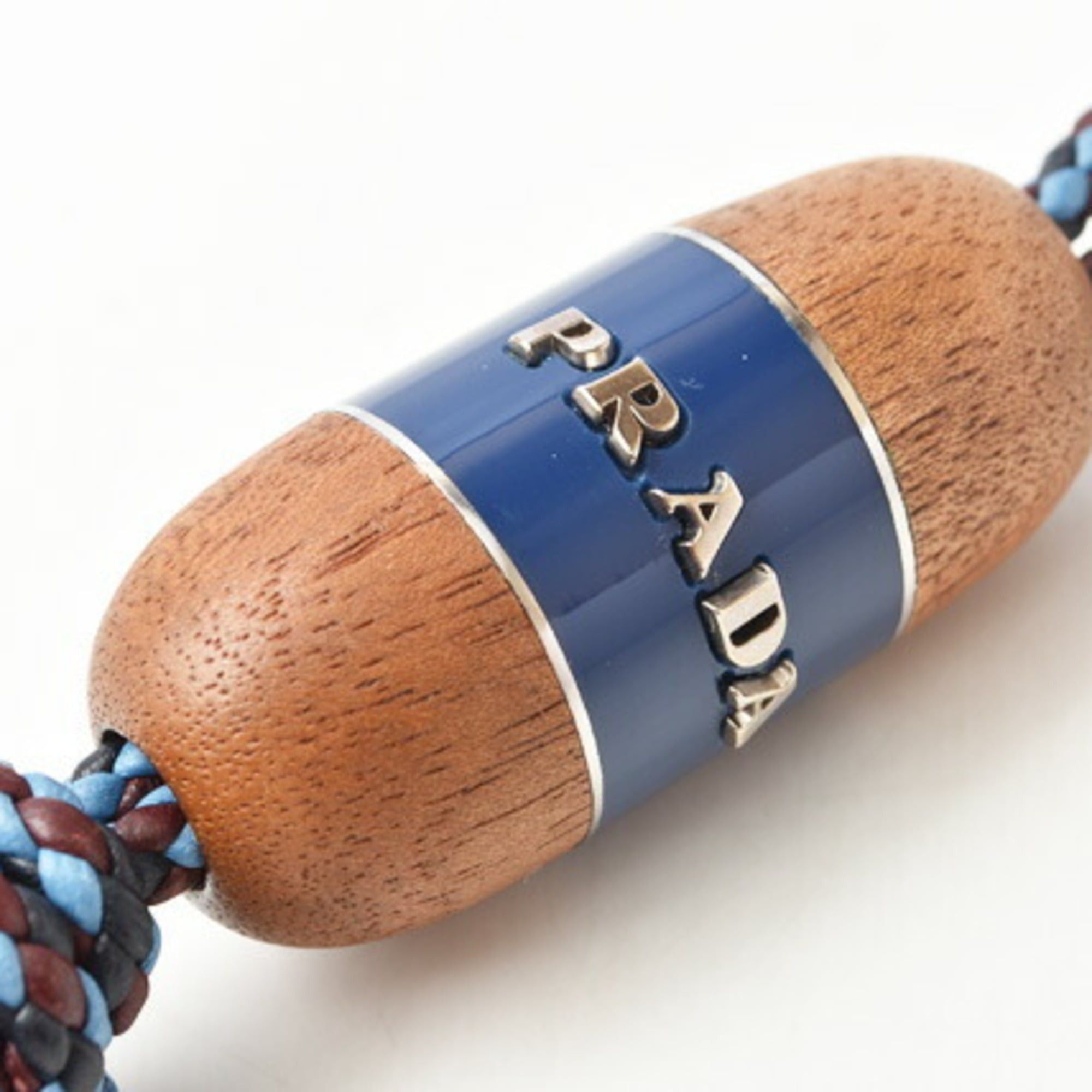 Prada Prada Key Ring Keychain PRADA Wood Intrecciato Blue Light Unused Size ONE SIZE - 5 Thumbnail
