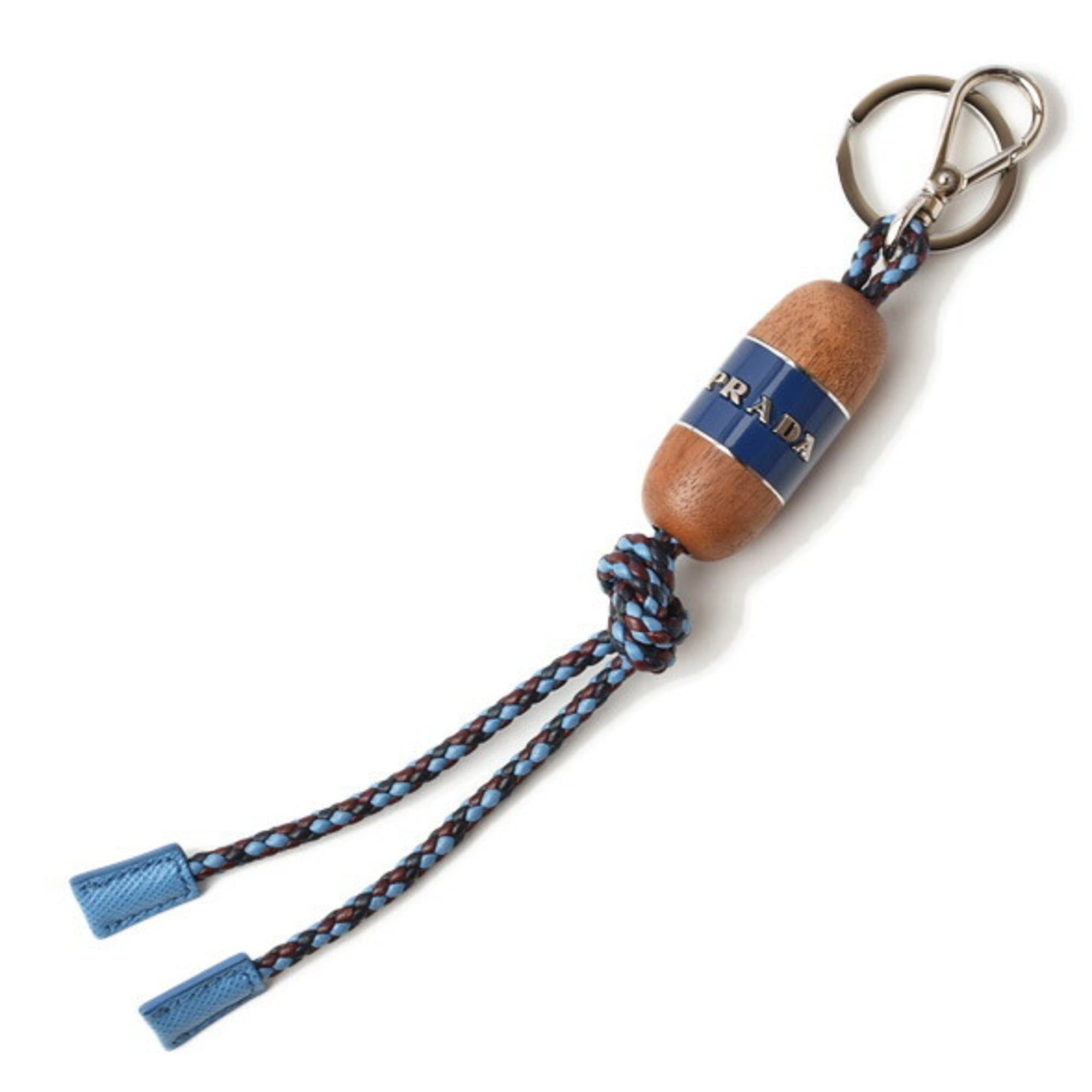 Prada Prada Key Ring Keychain PRADA Wood Intrecciato Blue Light Unused Size ONE SIZE - 2 Thumbnail