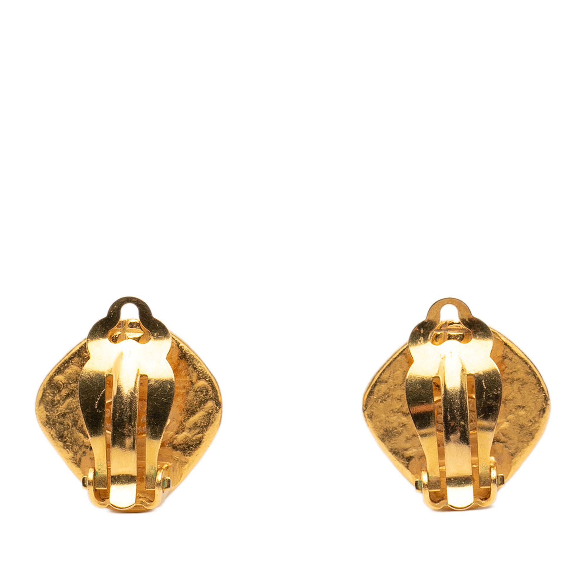 Chanel Chanel CC Gold Plated Diamond Shape Clip on Earrings Size ONE SIZE - 2 Thumbnail