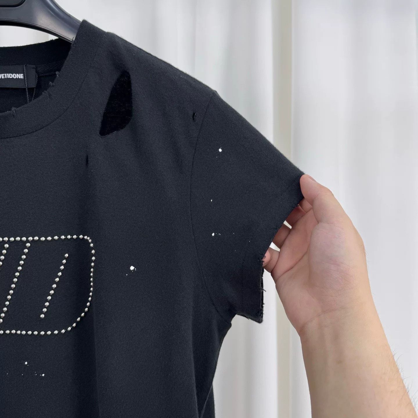 WE11DONE we11done black distressed short sleeve t-shirt Size XS / US 0-2 / IT 36-38 - 4 Thumbnail