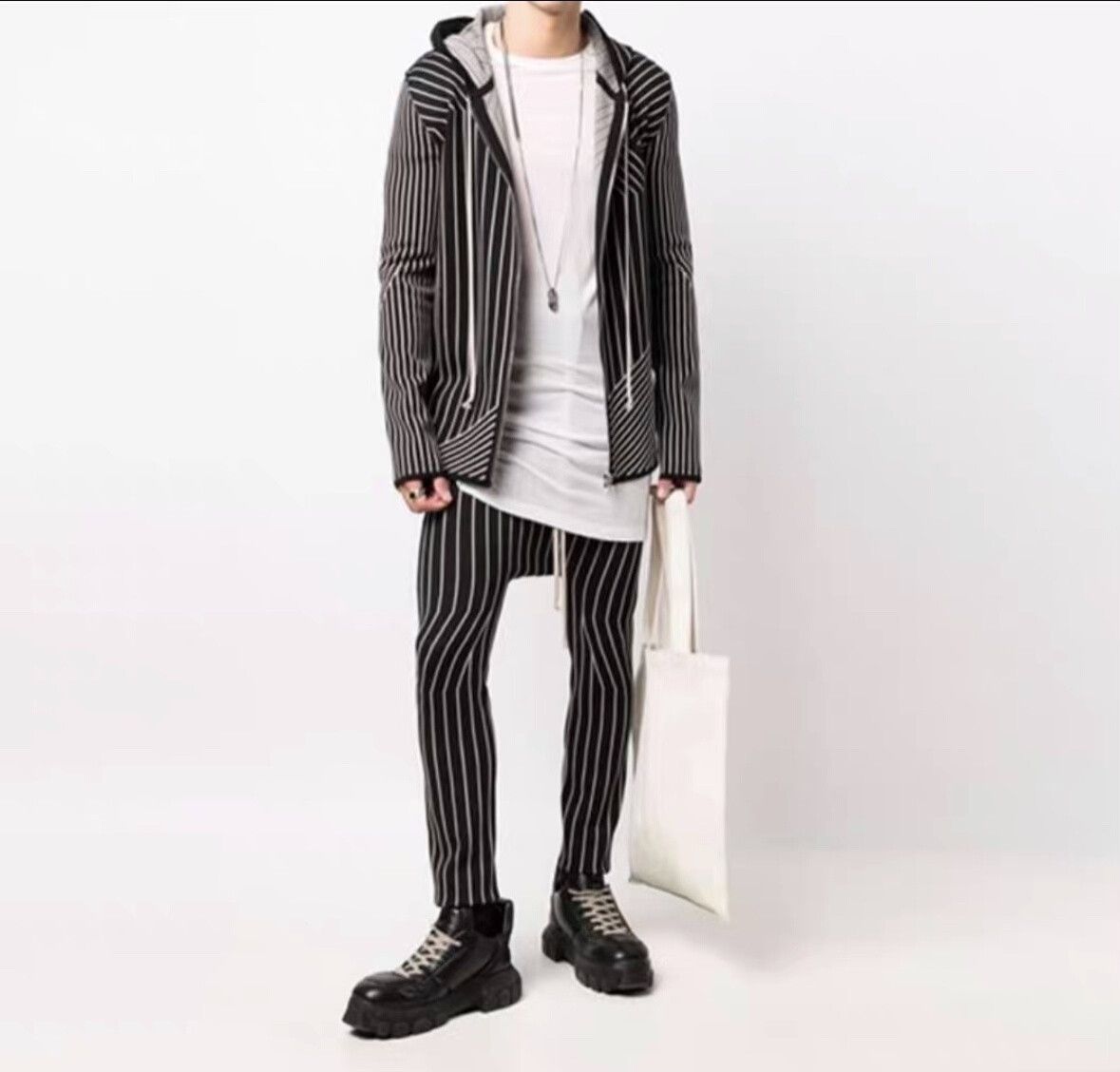 Rick Owens striped knit hooded cardigan and pants set Size US M / EU 48-50 / 2 - 8 Thumbnail