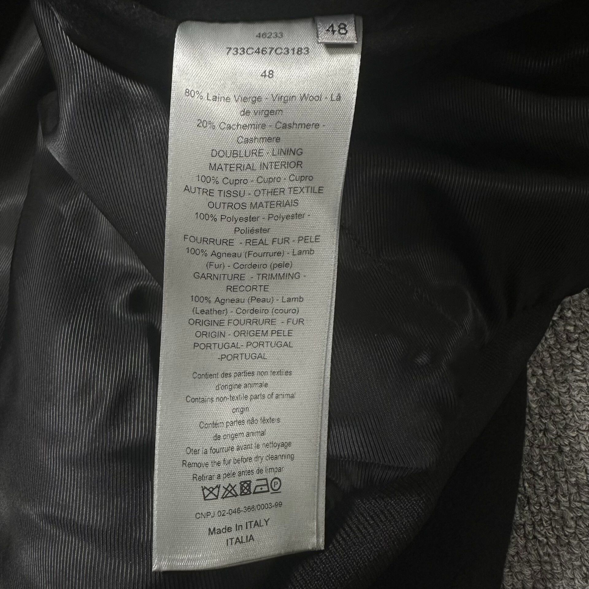 Dior black wool jacket with brown fur collar Size US M / EU 48-50 / 2 - 7 Thumbnail