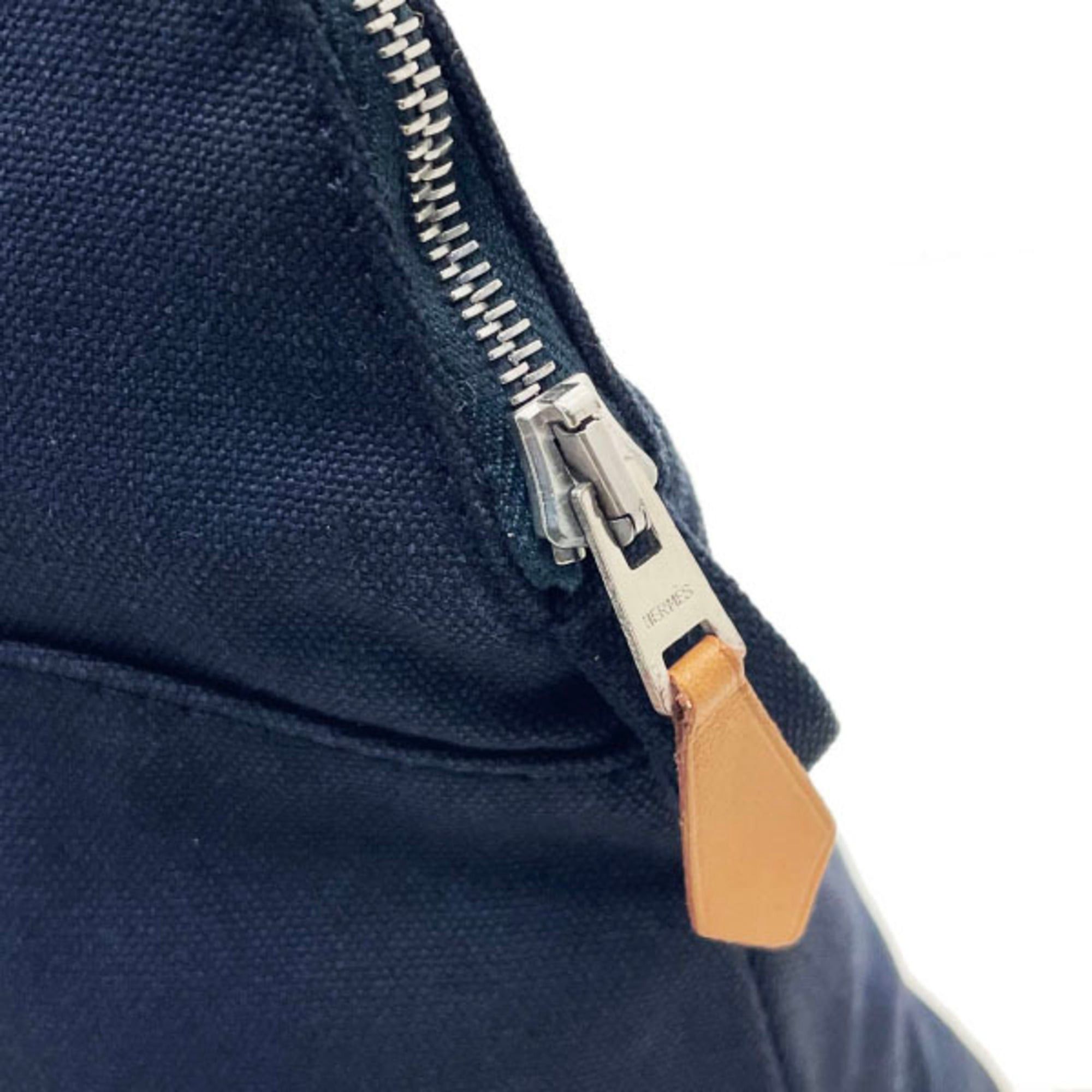 Hermes Hermes Hermès Bolide Pouch MM, Cotton Canvas, Navy Blue, with H Embroidery, Travel Pouch, Case, Multi-Pouch, Unisex, Men's, Women's, TW-16044 Size ONE SIZE - 5 Thumbnail