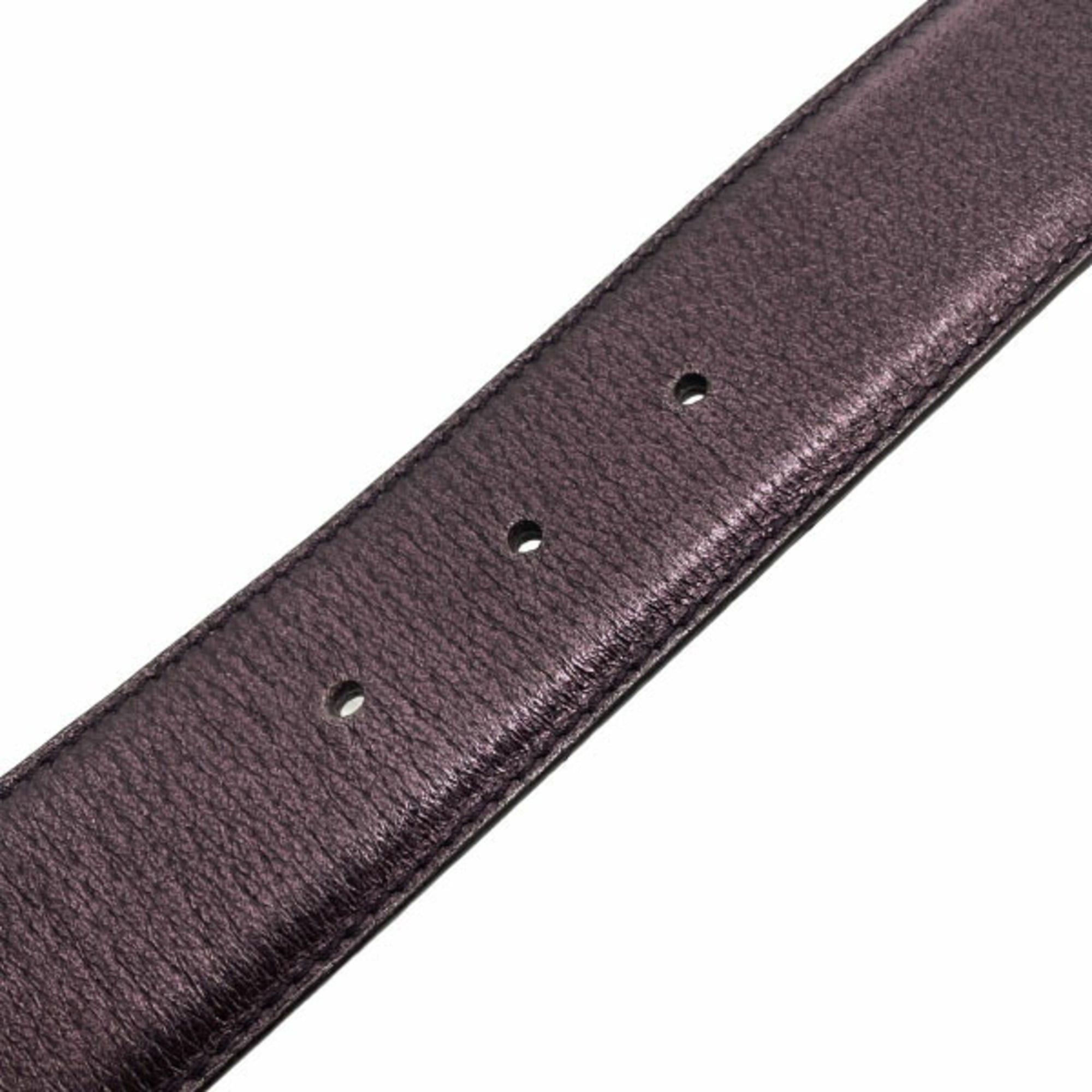 Gucci Gucci Women's Metallic Purple Leather Belt with Bamboo Buckle, Size 136078, Approximately 70cm, Wide Belt, NN-16132 Size ONE SIZE - 5 Thumbnail