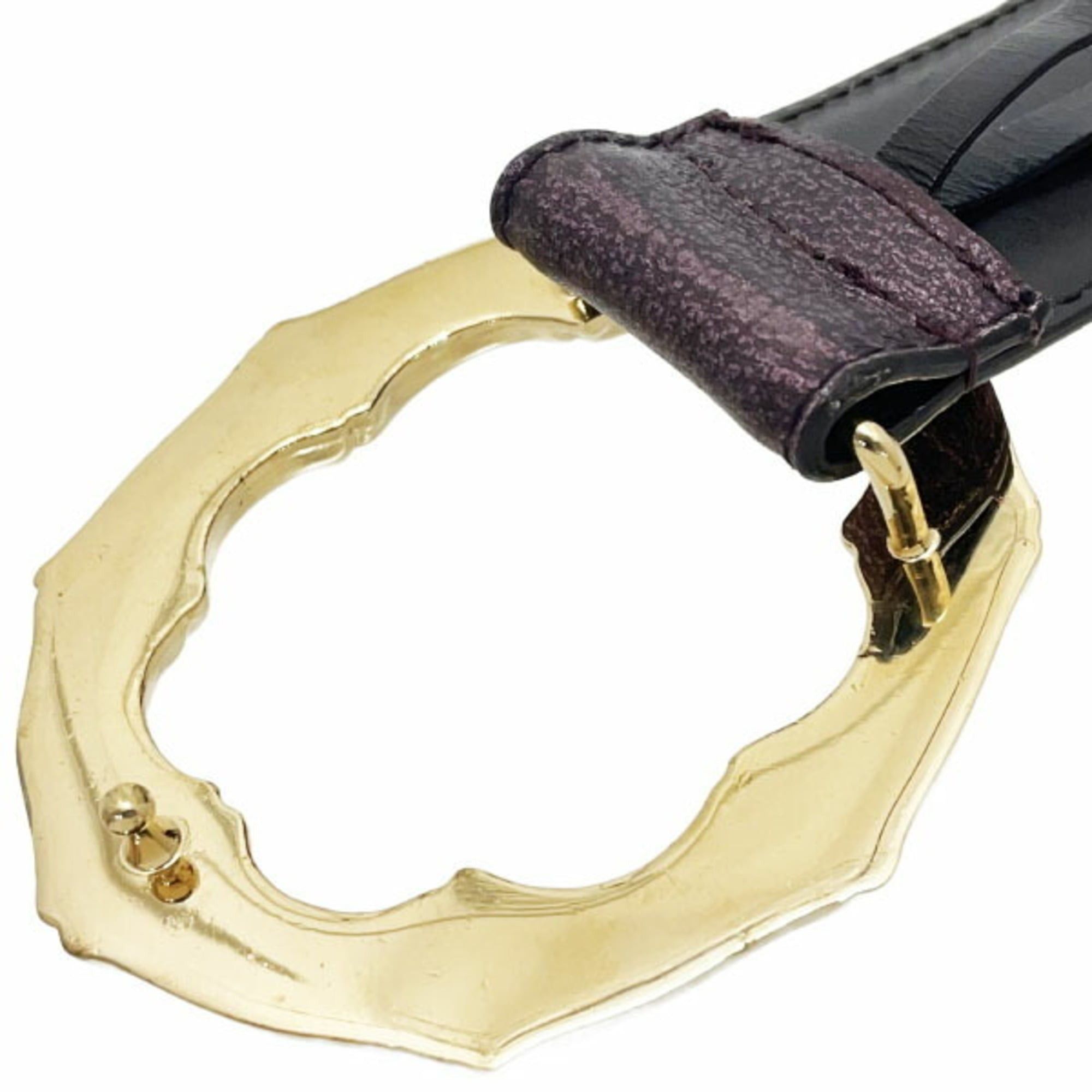 Gucci Gucci Women's Metallic Purple Leather Belt with Bamboo Buckle, Size 136078, Approximately 70cm, Wide Belt, NN-16132 Size ONE SIZE - 4 Thumbnail