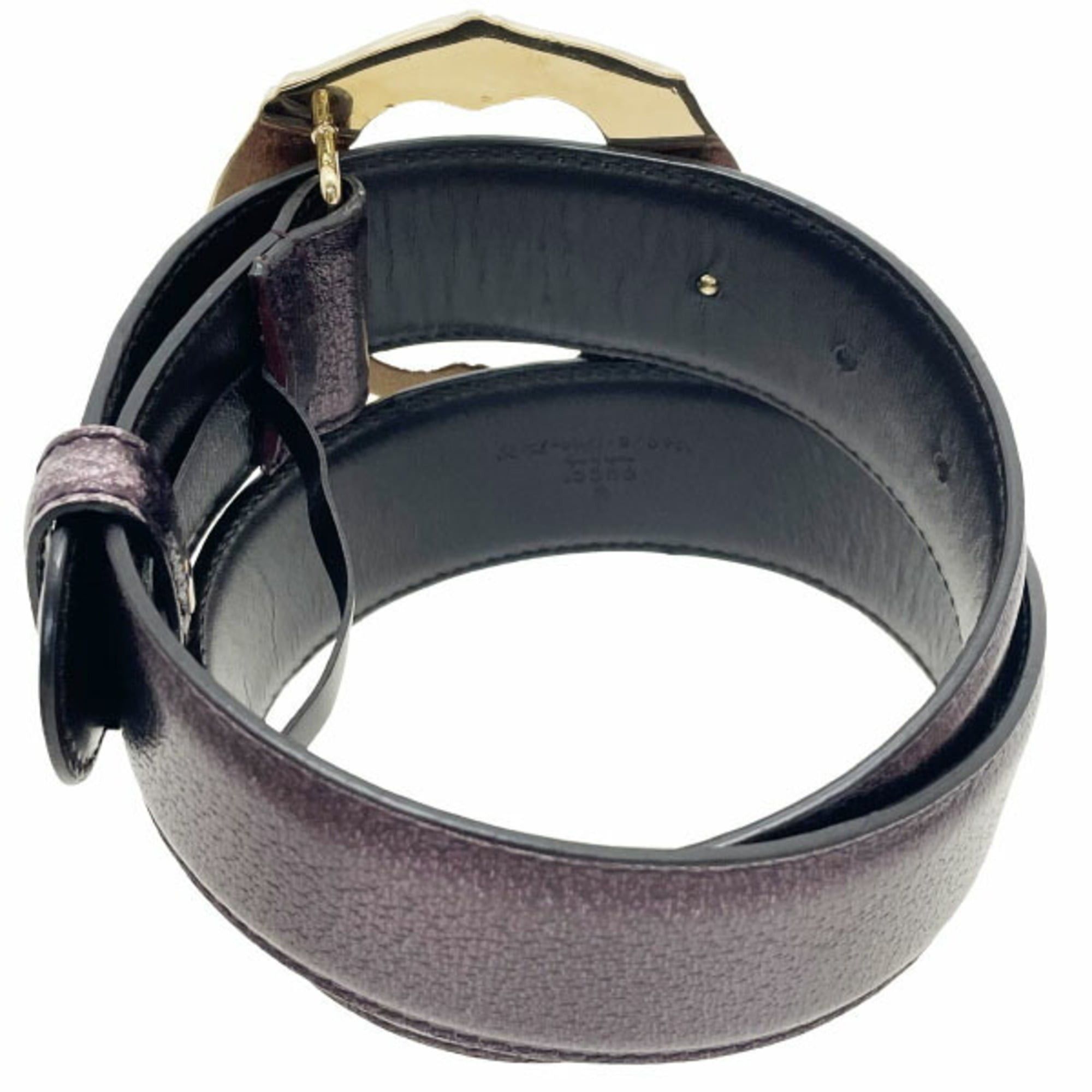 Gucci Gucci Women's Metallic Purple Leather Belt with Bamboo Buckle, Size 136078, Approximately 70cm, Wide Belt, NN-16132 Size ONE SIZE - 2 Thumbnail