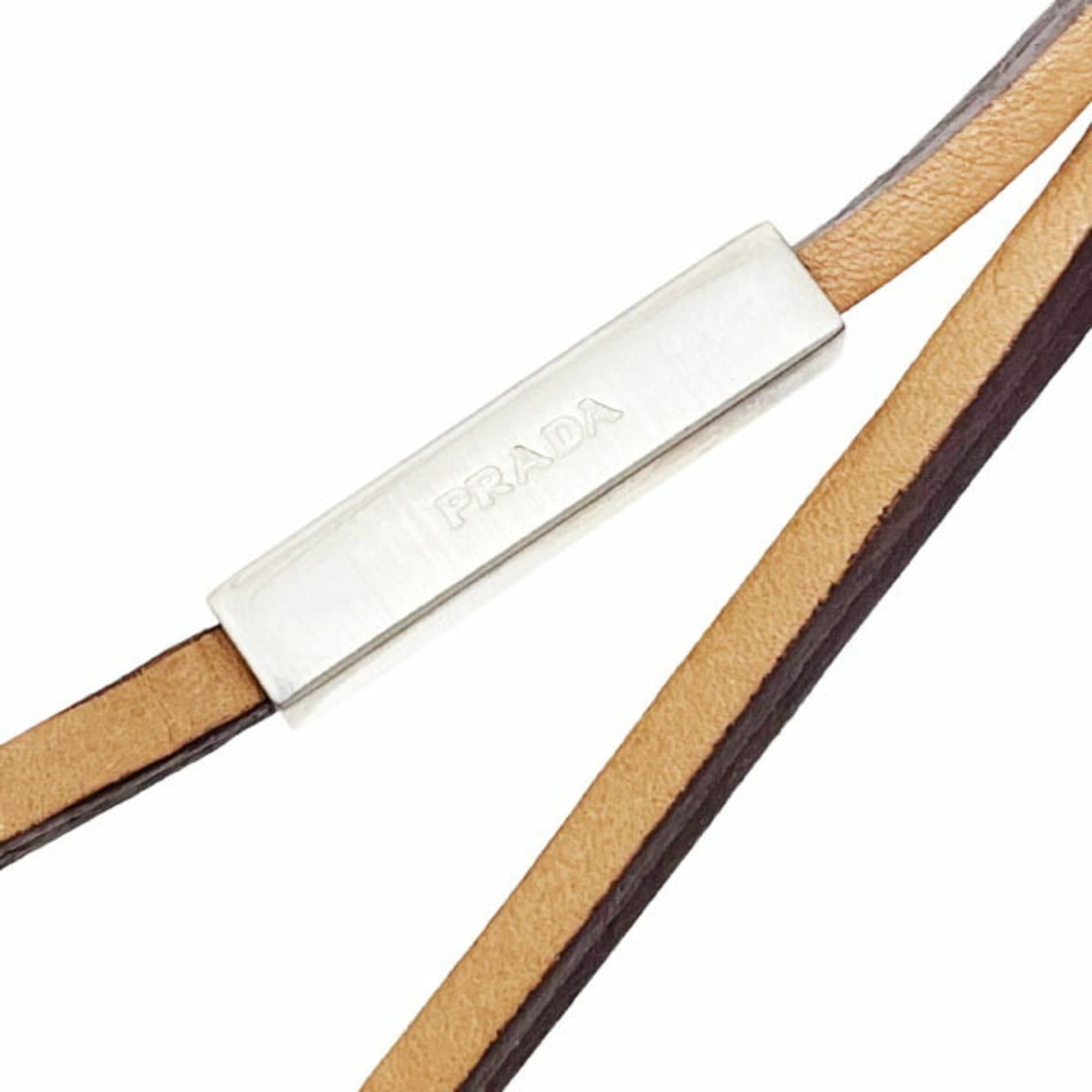 Prada Prada Leather Loop Keychain Key Ring in Camel and Brown (1AP053) - Charm, Bag Leather, Unisex, Men's, Women's, TW-16138 Size ONE SIZE - 4 Thumbnail