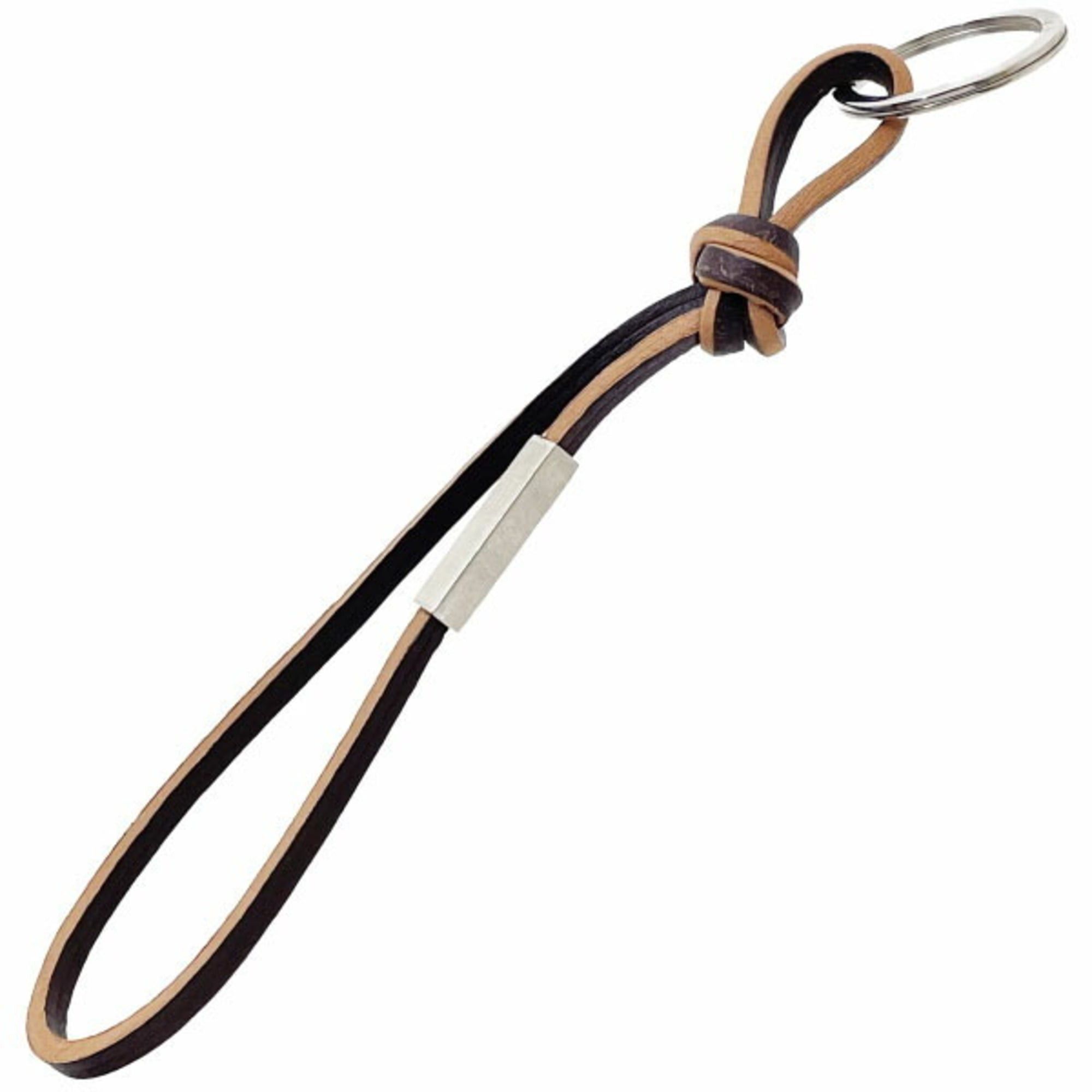 Prada Prada Leather Loop Keychain Key Ring in Camel and Brown (1AP053) - Charm, Bag Leather, Unisex, Men's, Women's, TW-16138 Size ONE SIZE - 3 Thumbnail