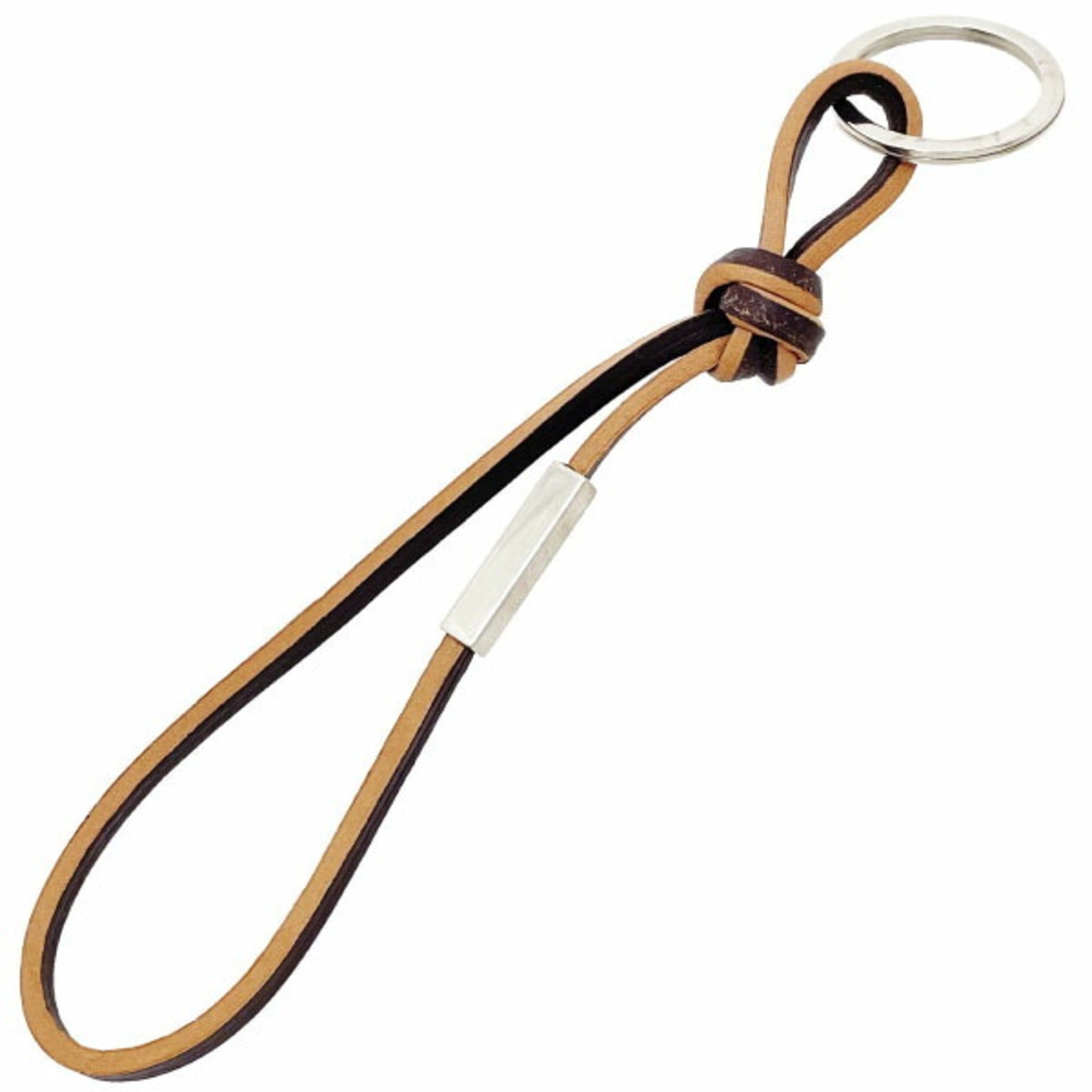 Prada Prada Leather Loop Keychain Key Ring in Camel and Brown (1AP053) - Charm, Bag Leather, Unisex, Men's, Women's, TW-16138 Size ONE SIZE - 2 Thumbnail