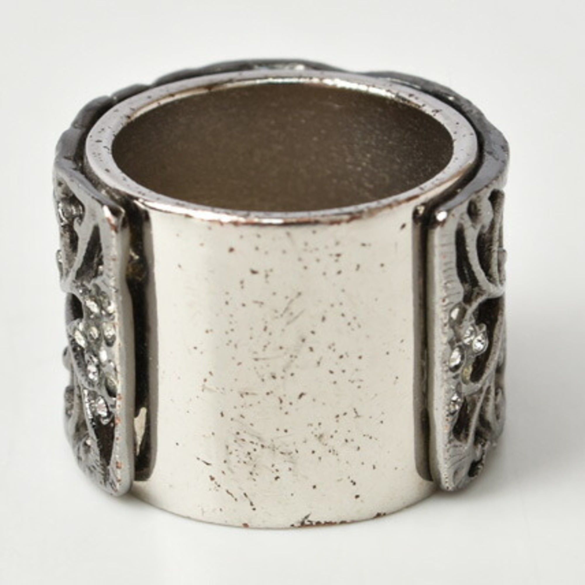 Chanel CHANEL Coco Mark Rhinestone and Pearl Gunmetal Ring, Size 13 Size ONE SIZE - 4 Thumbnail