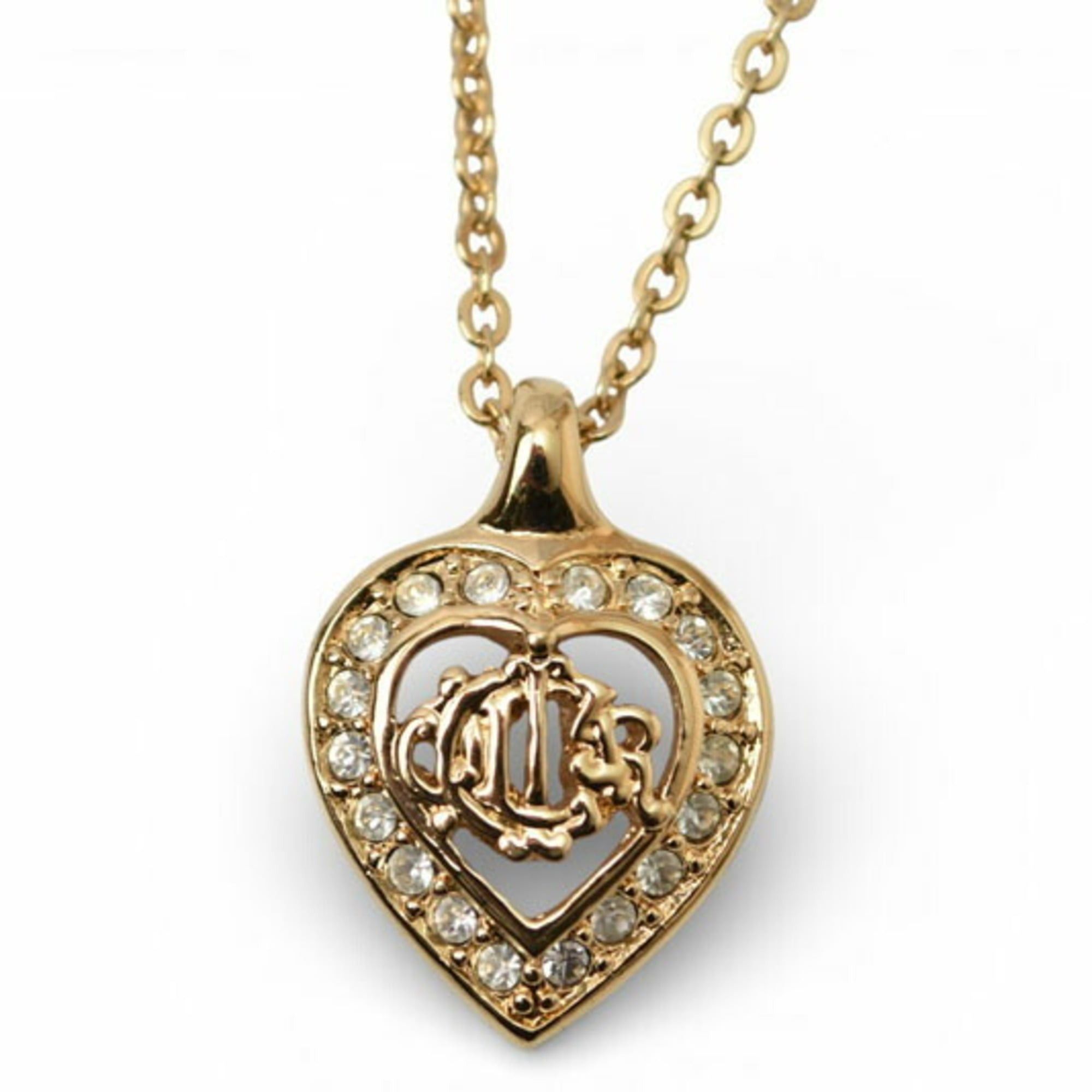 Dior Christian Dior necklace and earring set, pendant with rhinestones, gold Size ONE SIZE - 4 Thumbnail
