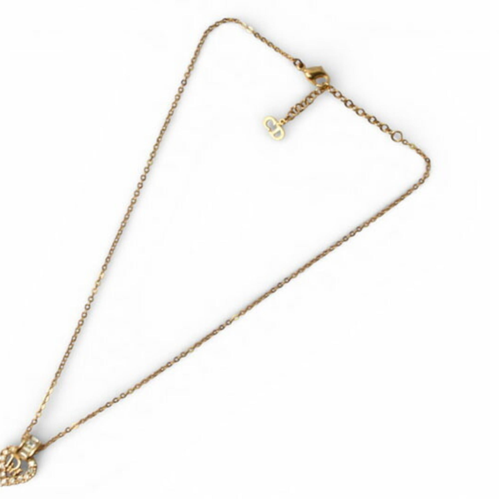 Dior Christian Dior necklace choker with heart motif and rhinestones in gold Size ONE SIZE - 3 Thumbnail