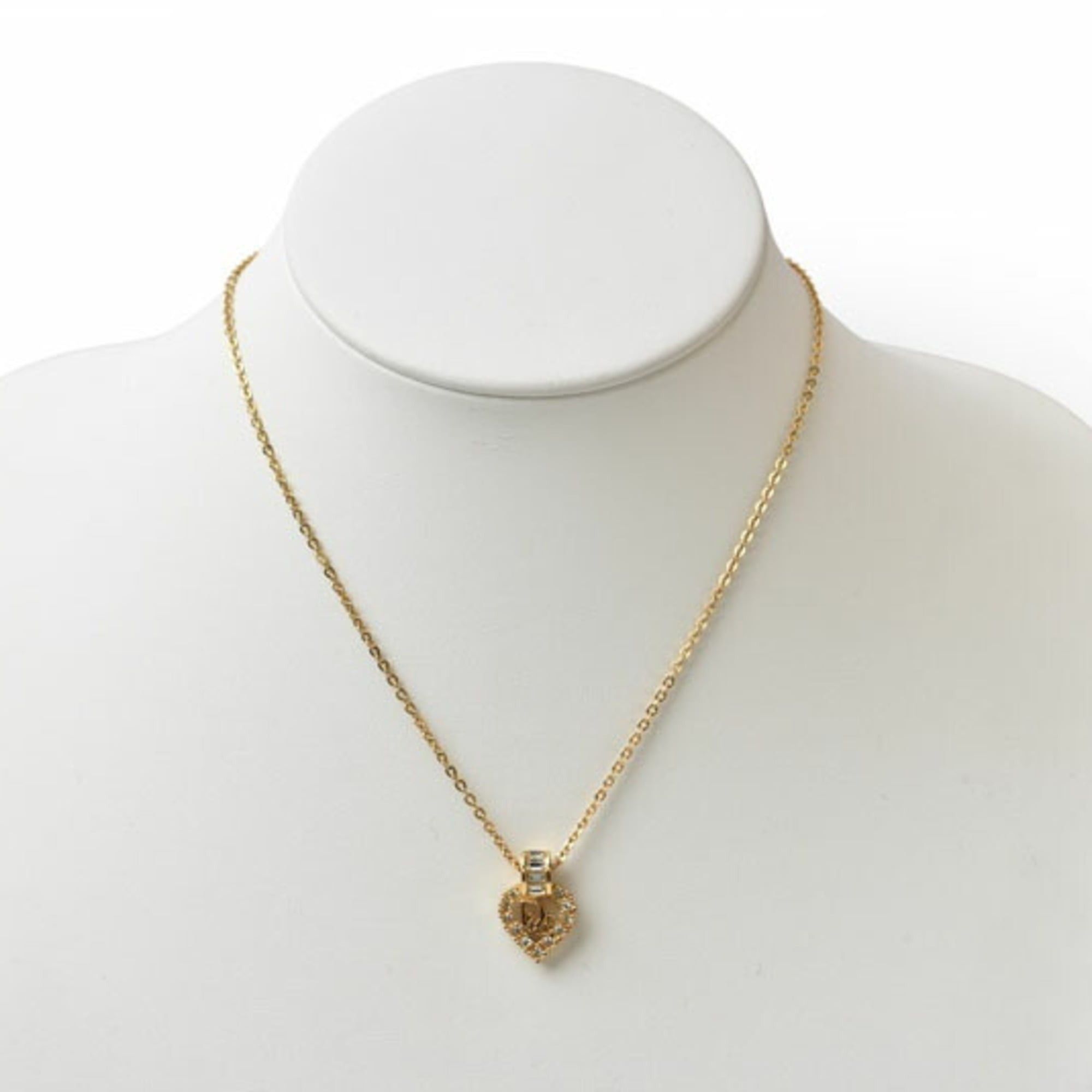 Dior Christian Dior necklace choker with heart motif and rhinestones in gold Size ONE SIZE - 7 Thumbnail