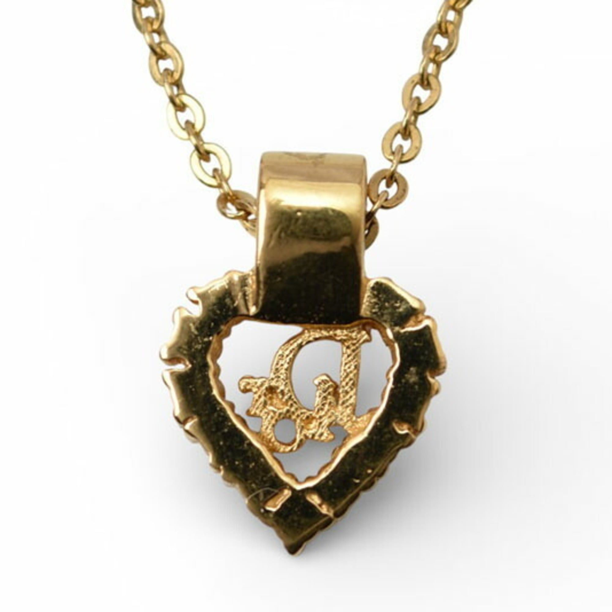 Dior Christian Dior necklace choker with heart motif and rhinestones in gold Size ONE SIZE - 6 Thumbnail