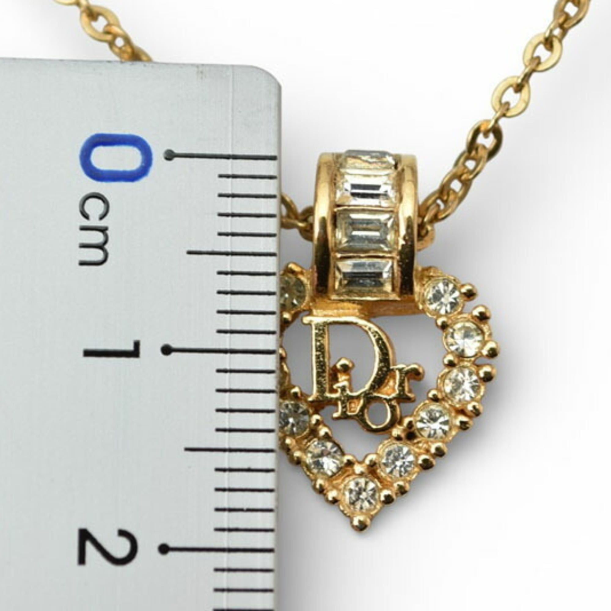 Dior Christian Dior necklace choker with heart motif and rhinestones in gold Size ONE SIZE - 9 Thumbnail