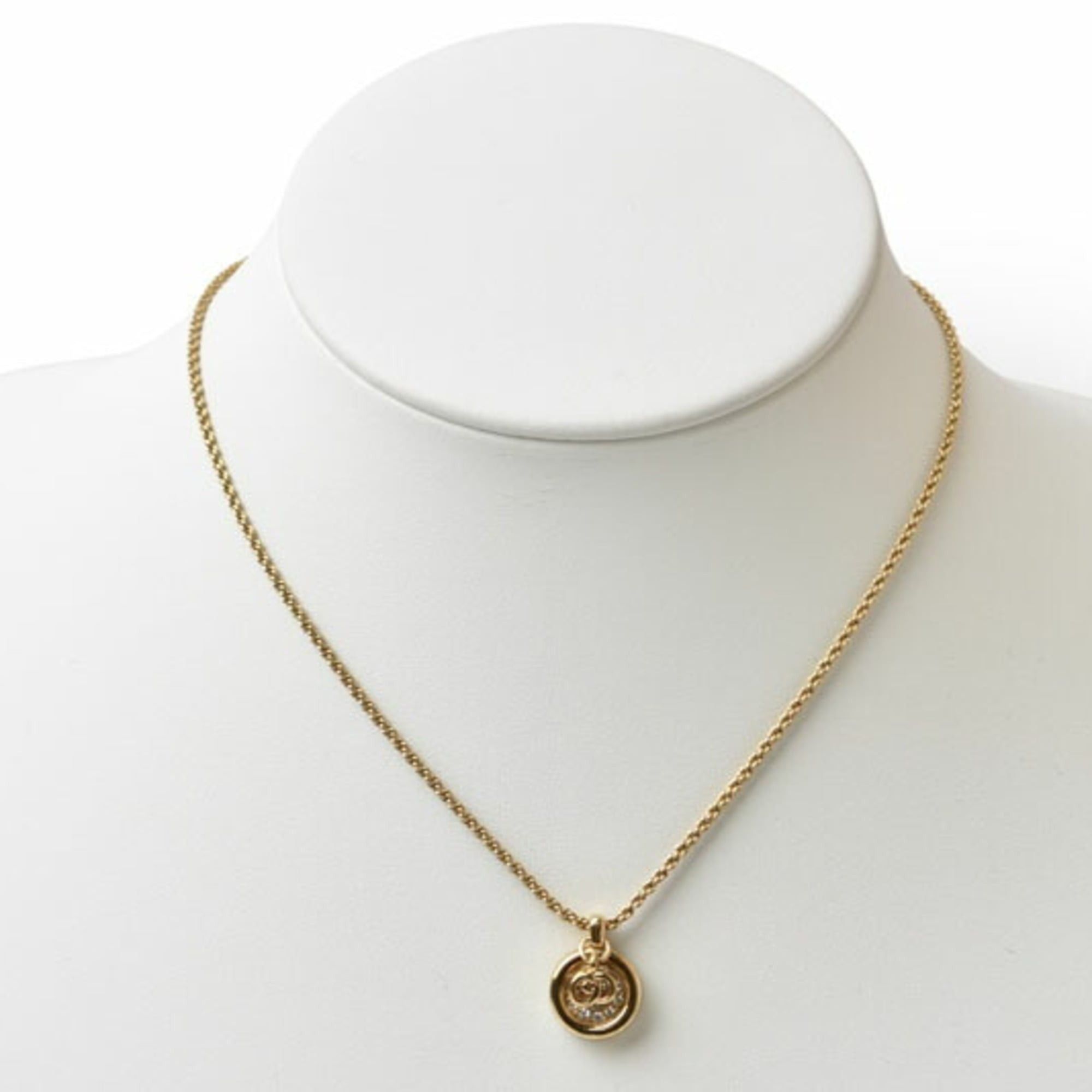 Dior Christian Dior necklace with circle rhinestones in gold Size ONE SIZE - 3 Thumbnail