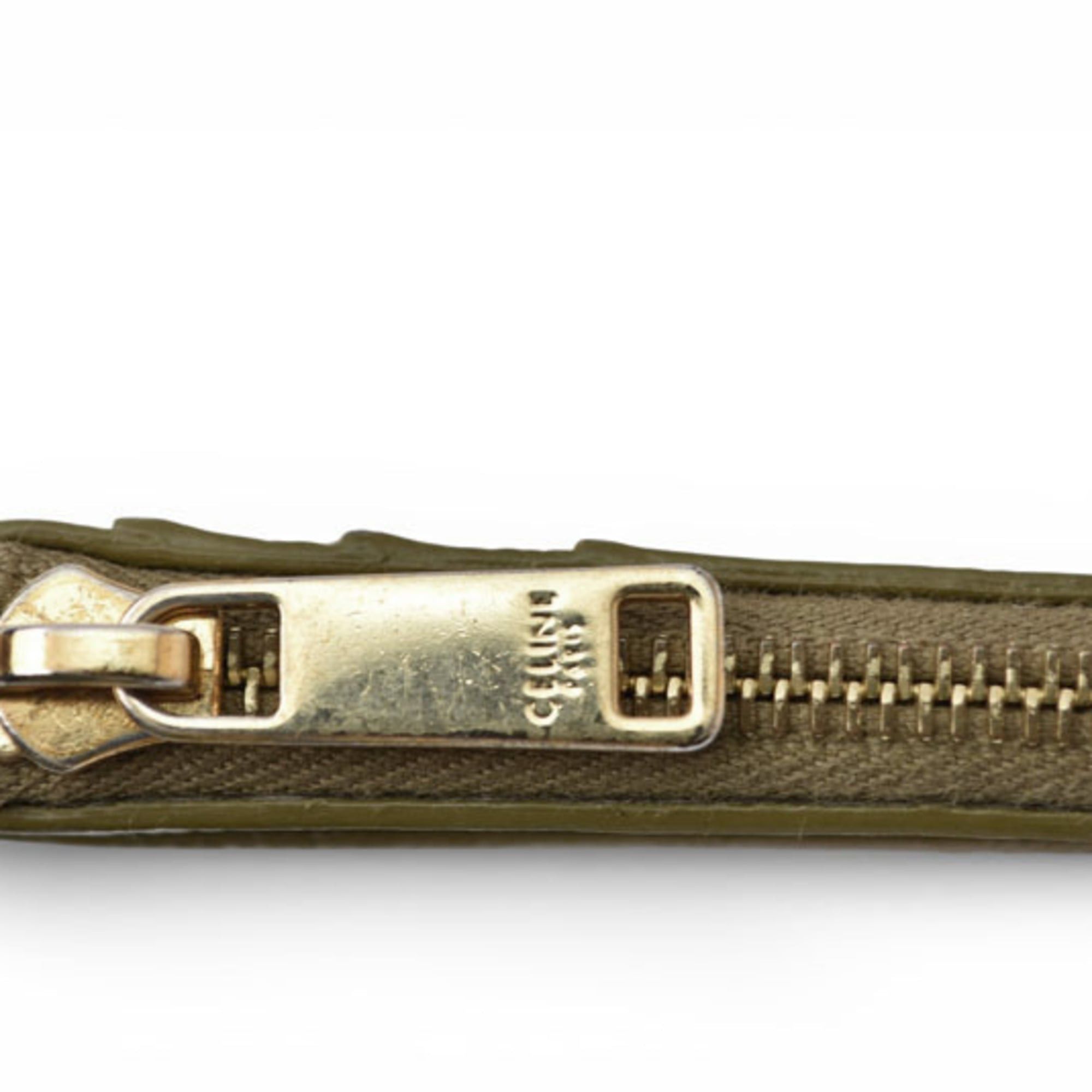 Celine Celine coin case and card holder, CELINE zip-up holder with Triomphe embossed pattern in olive, 10F993BFU.31OV Size ONE SIZE - 4 Thumbnail