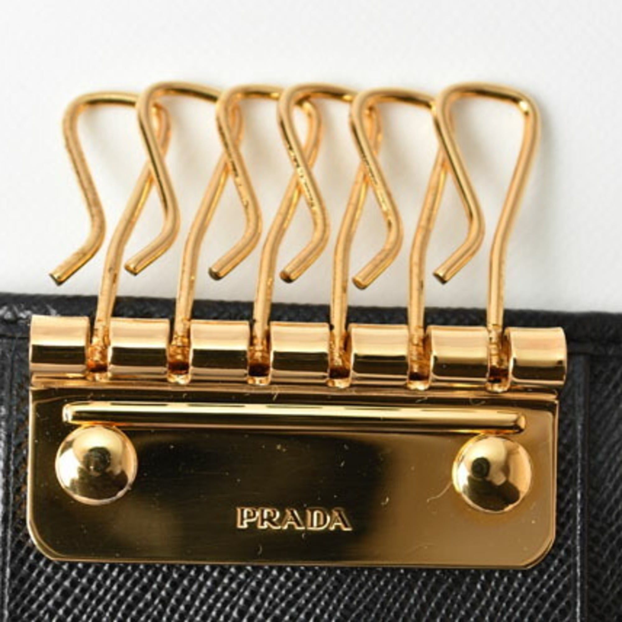 Prada Prada 6-ring key case, holder, 1PG222, SAFFIANO METAL embossed leather, NERO black, unused, outlet Size ONE SIZE - 5 Thumbnail