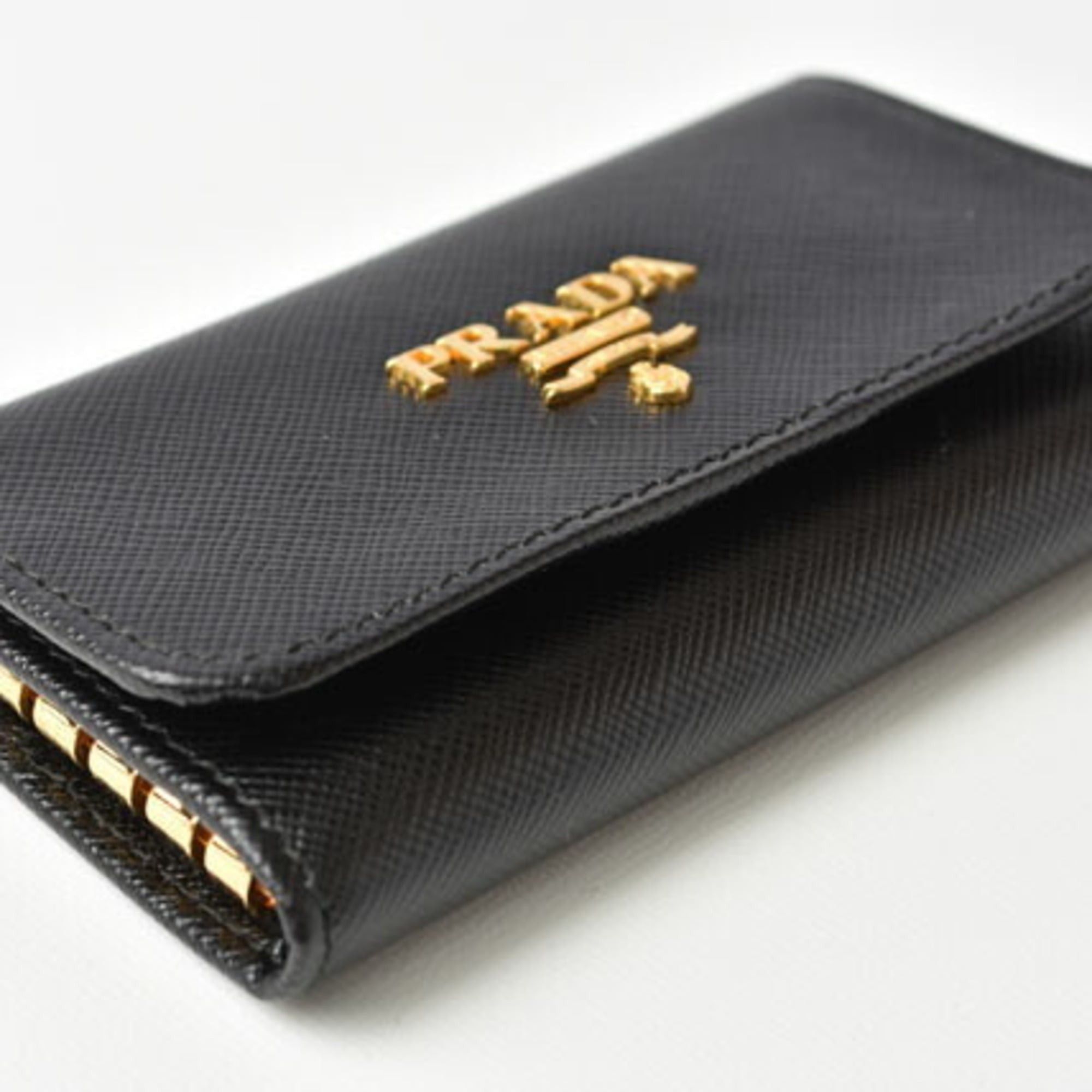 Prada Prada 6-ring key case, holder, 1PG222, SAFFIANO METAL embossed leather, NERO black, unused, outlet Size ONE SIZE - 10 Thumbnail