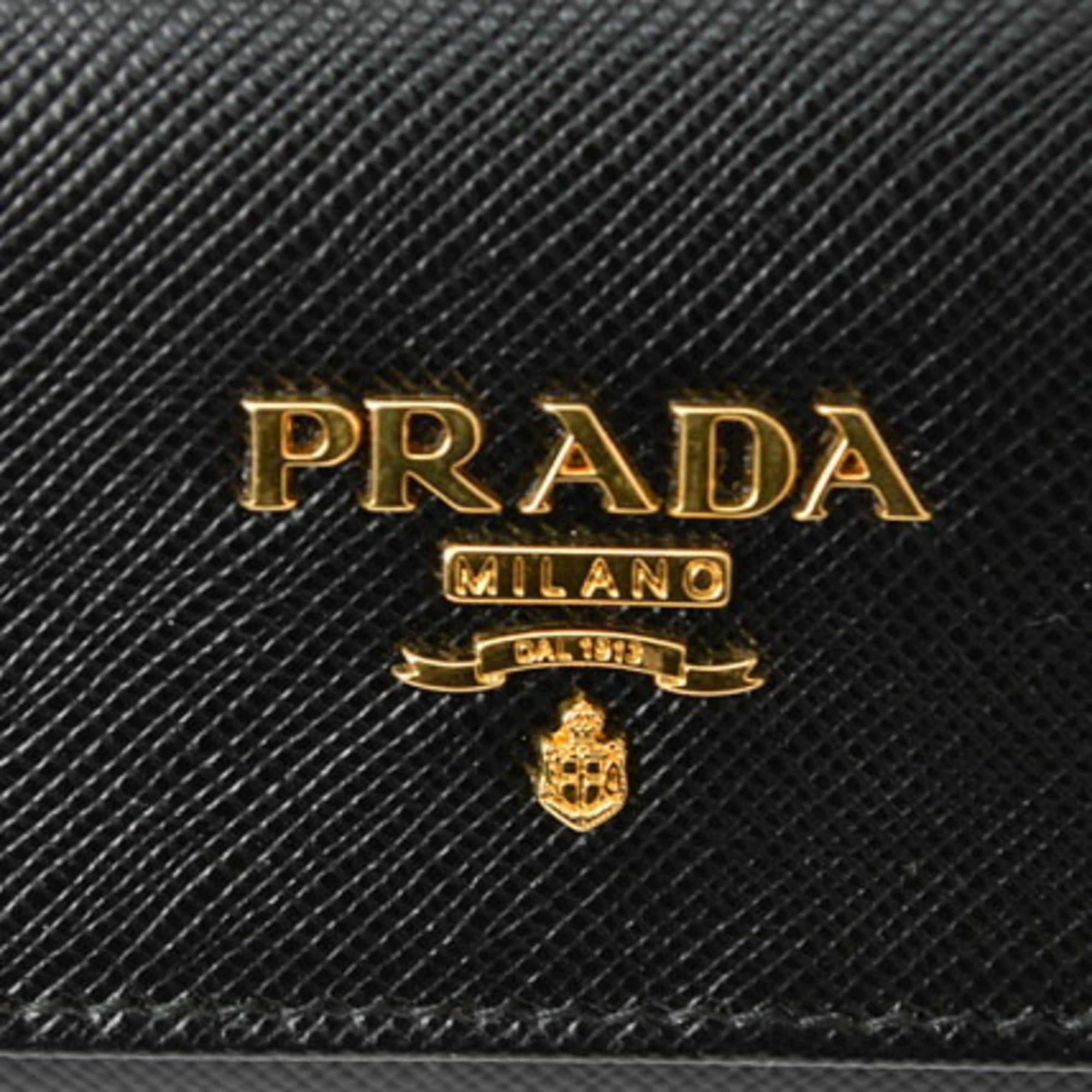 Prada Prada 6-ring key case, holder, 1PG222, SAFFIANO METAL embossed leather, NERO black, unused, outlet Size ONE SIZE - 4 Thumbnail