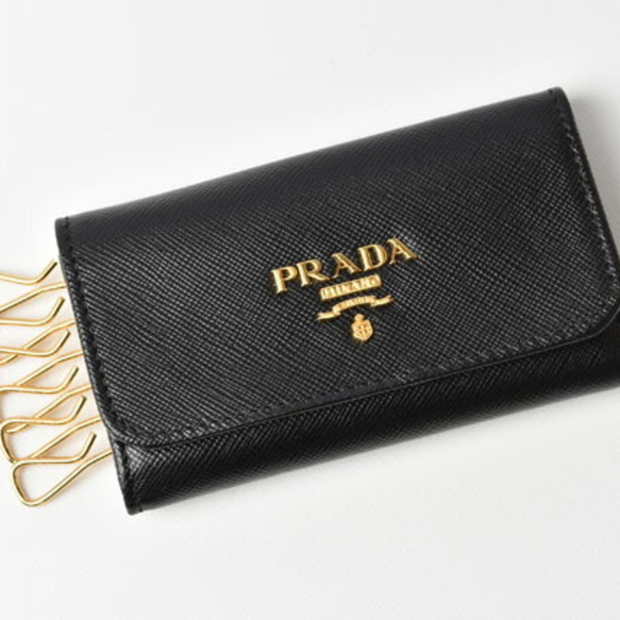 Prada Prada 6-ring key case, holder, 1PG222, SAFFIANO METAL embossed leather, NERO black, unused, outlet Size ONE SIZE - 3 Thumbnail