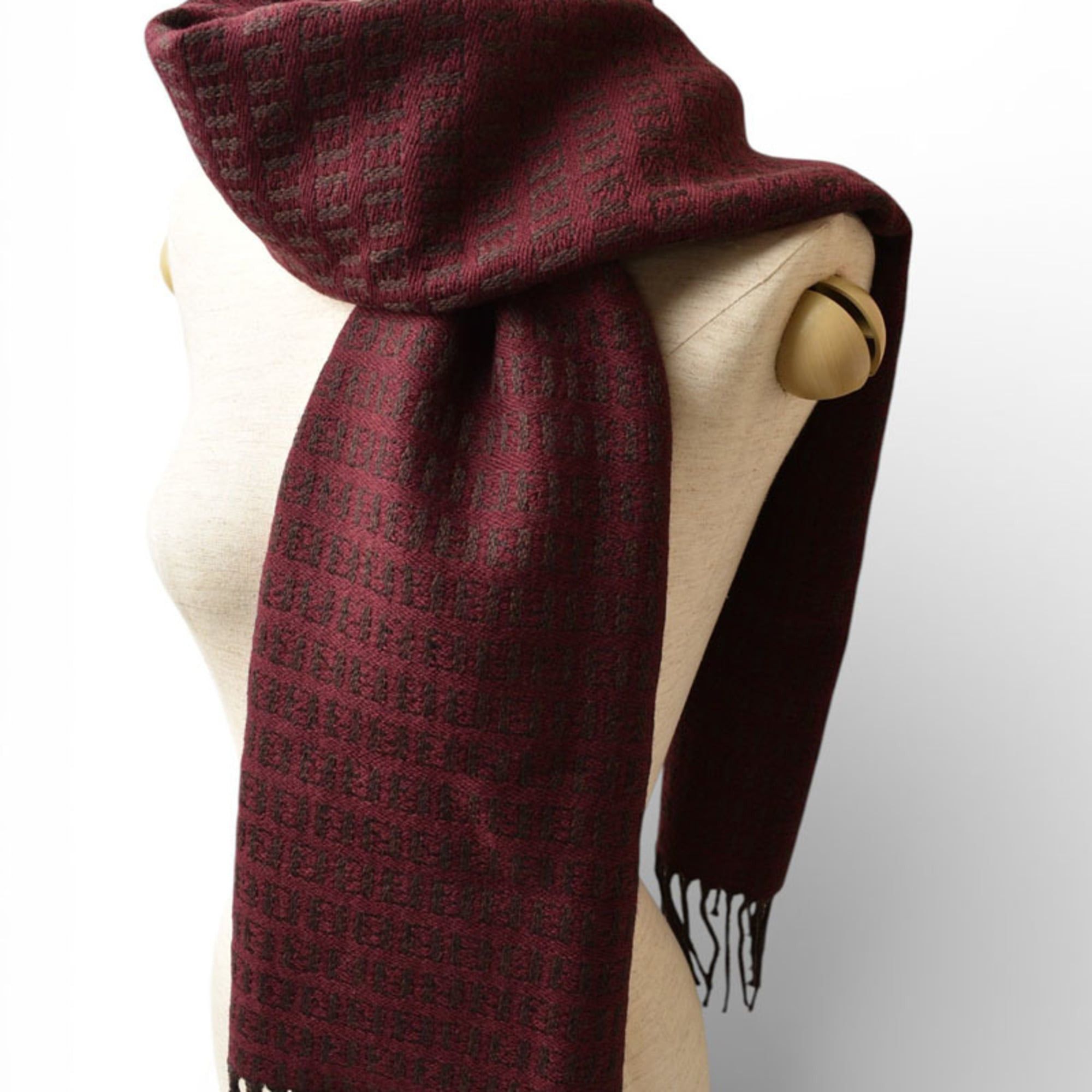 Fendi Fendi Winter Scarf, 100% Wool, Burgundy Size ONE SIZE - 3 Thumbnail