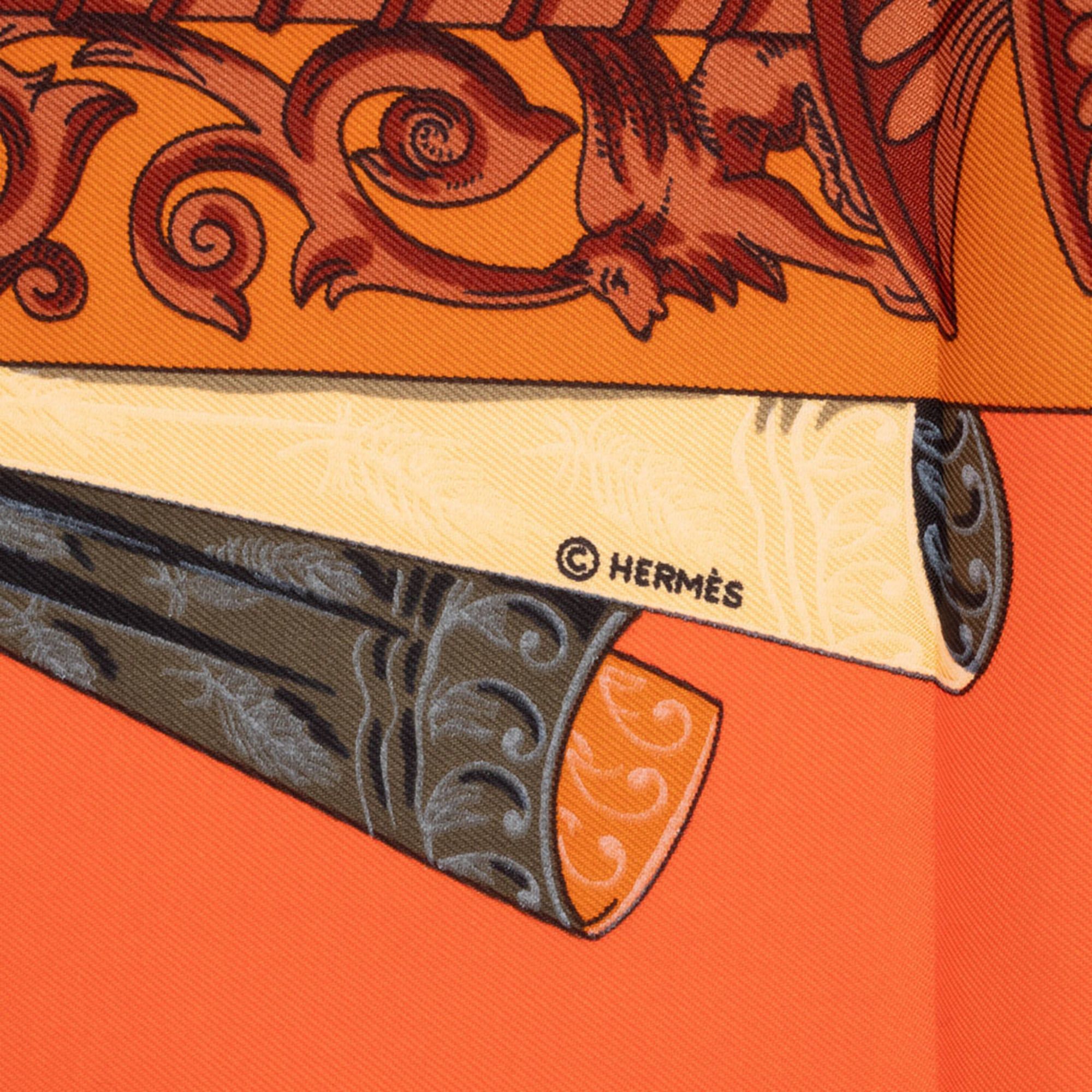 Hermes Hermes Hermès Carré 90 Scarf/Muffler, 90, L'ATLANTIDE, Orange Size ONE SIZE - 9 Thumbnail
