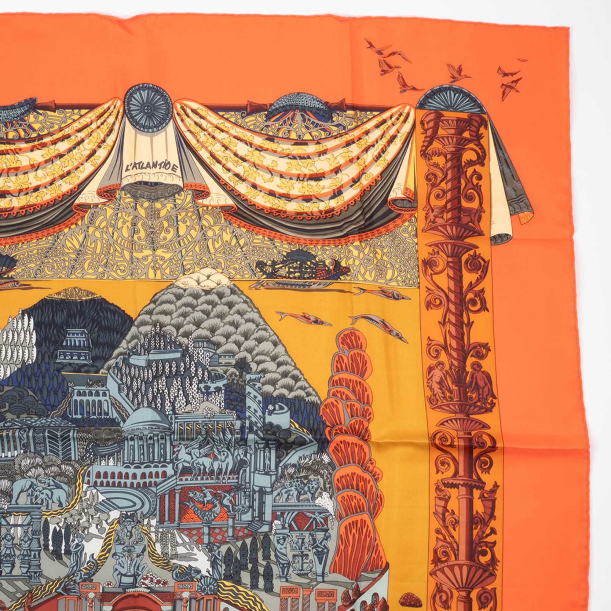 Hermes Hermes Hermès Carré 90 Scarf/Muffler, 90, L'ATLANTIDE, Orange Size ONE SIZE - 5 Thumbnail