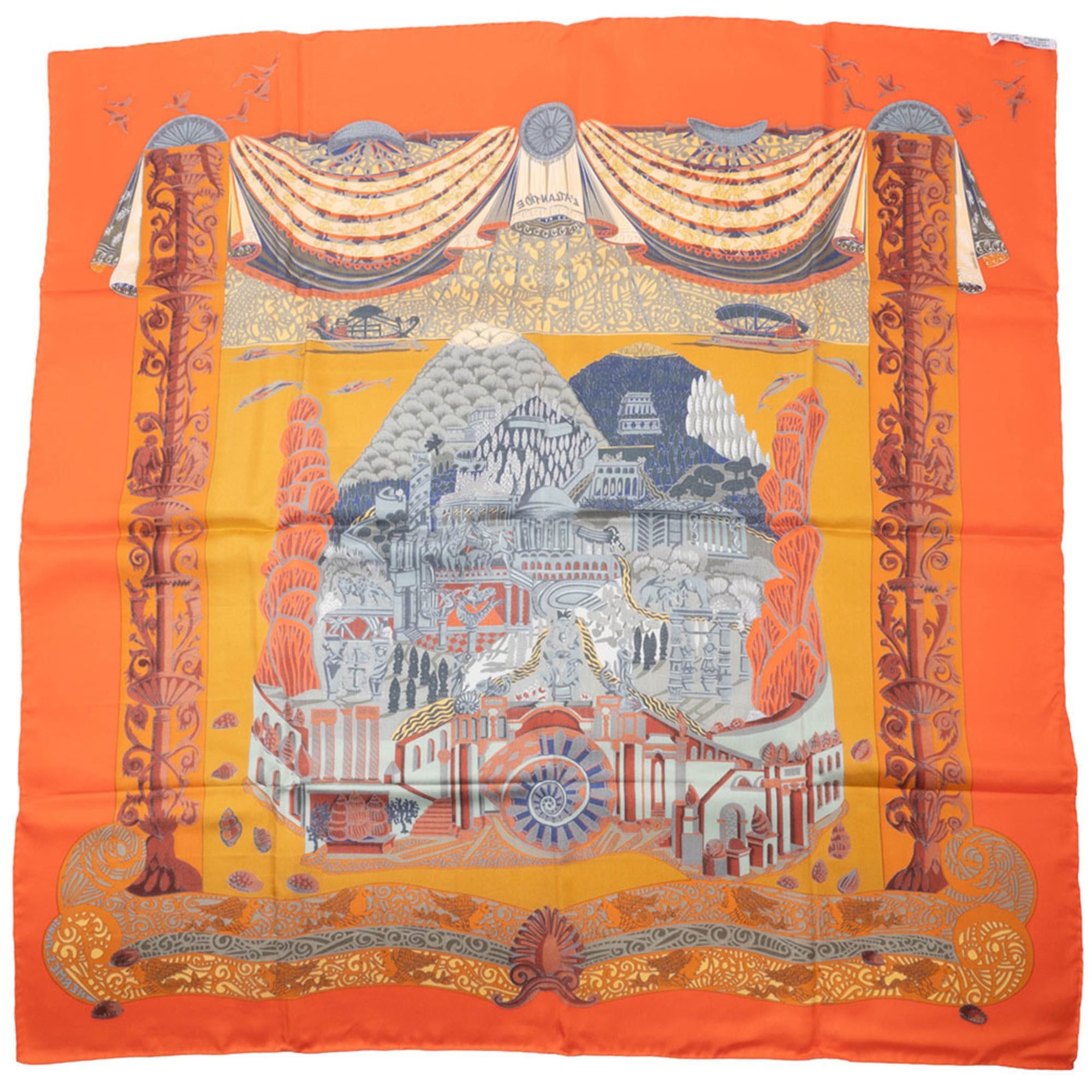 Hermes Hermes Hermès Carré 90 Scarf/Muffler, 90, L'ATLANTIDE, Orange Size ONE SIZE - 12 Thumbnail