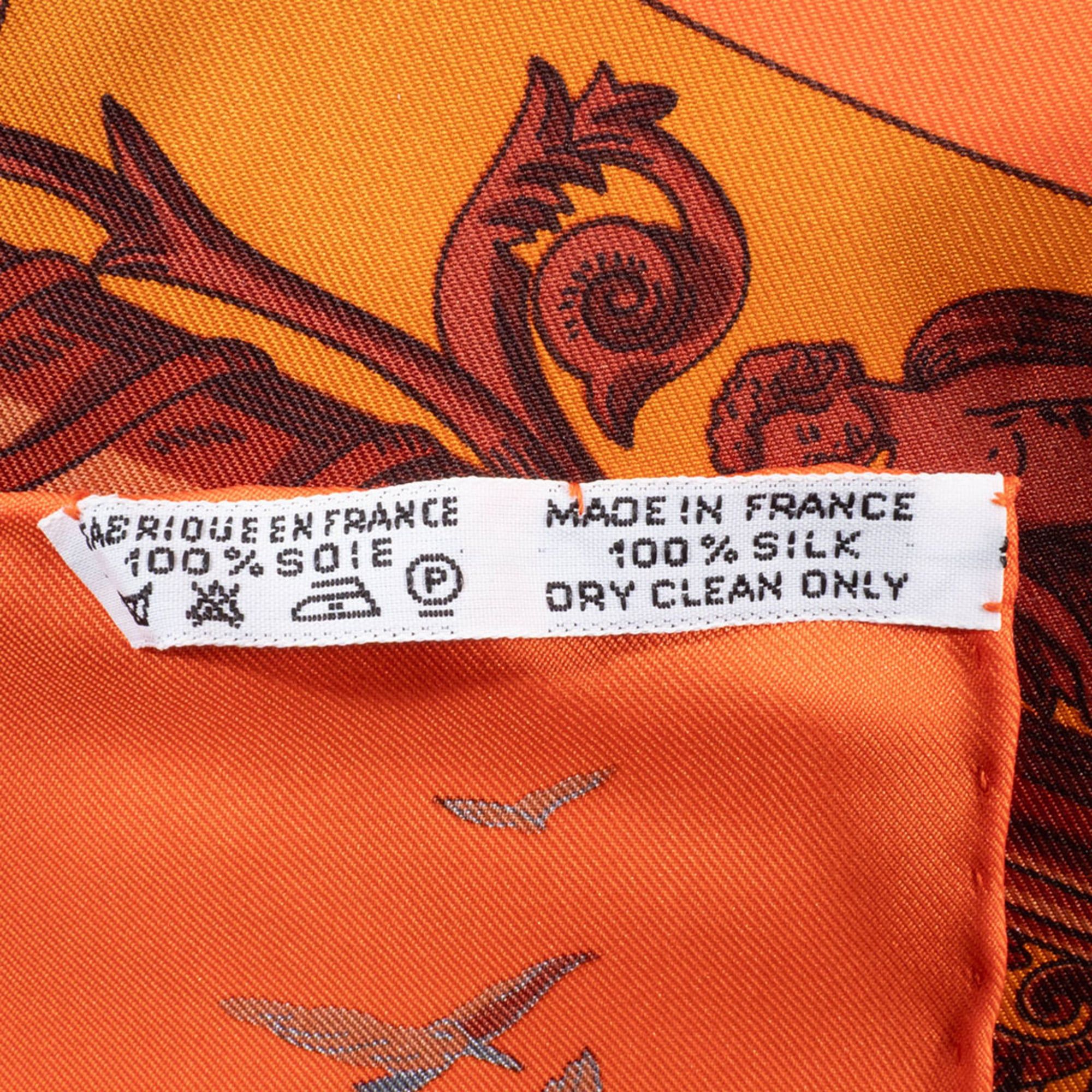 Hermes Hermes Hermès Carré 90 Scarf/Muffler, 90, L'ATLANTIDE, Orange Size ONE SIZE - 10 Thumbnail