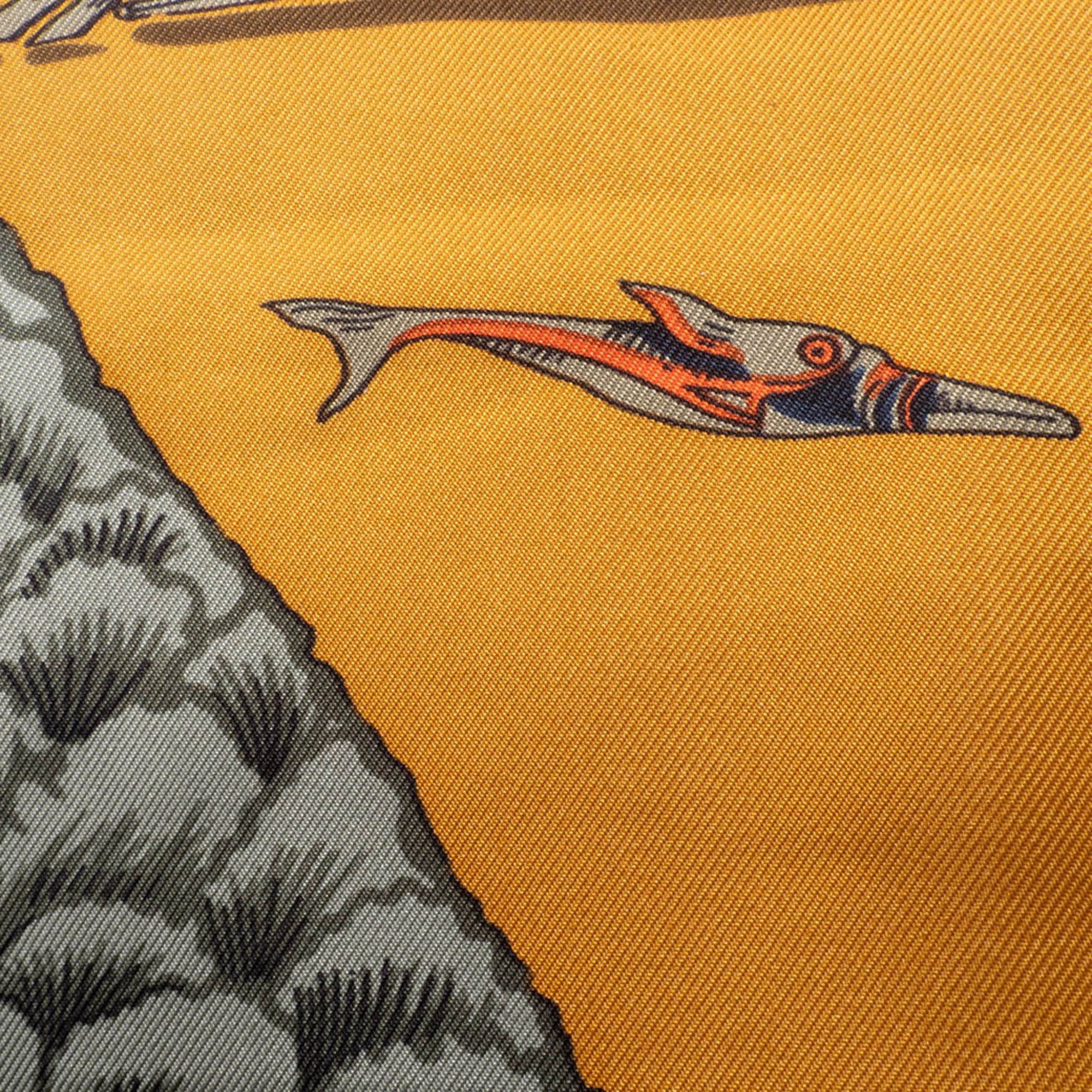 Hermes Hermes Hermès Carré 90 Scarf/Muffler, 90, L'ATLANTIDE, Orange Size ONE SIZE - 14 Thumbnail