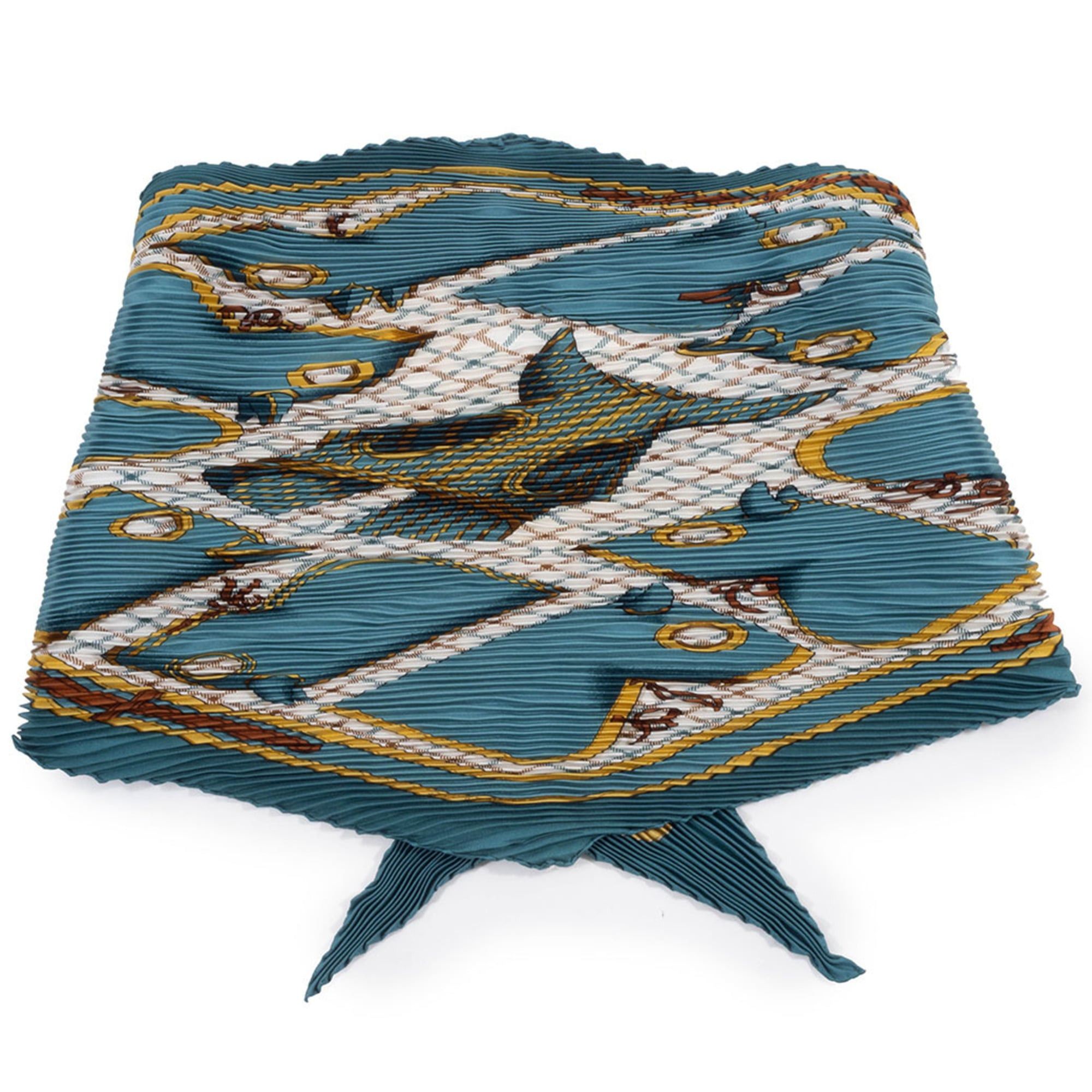 Hermes Hermes Hermès Carré 90 Pleated Camail Scarf/Muffler in Multicolor Silk for Women Size ONE SIZE - 3 Thumbnail