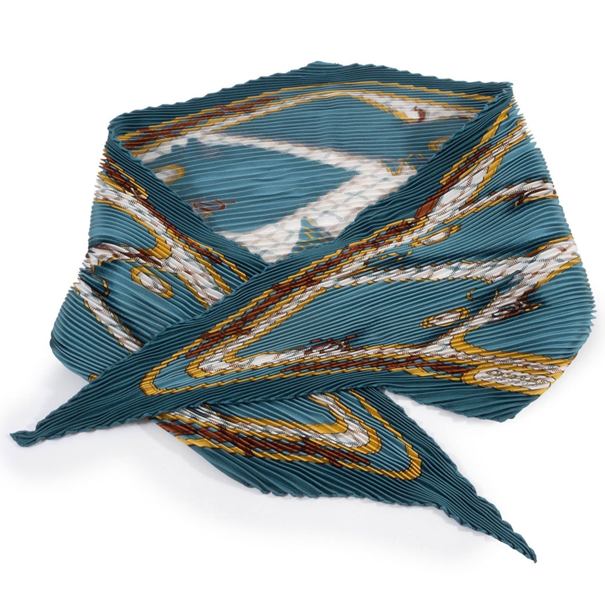 Hermes Hermes Hermès Carré 90 Pleated Camail Scarf/Muffler in Multicolor Silk for Women Size ONE SIZE - 2 Thumbnail