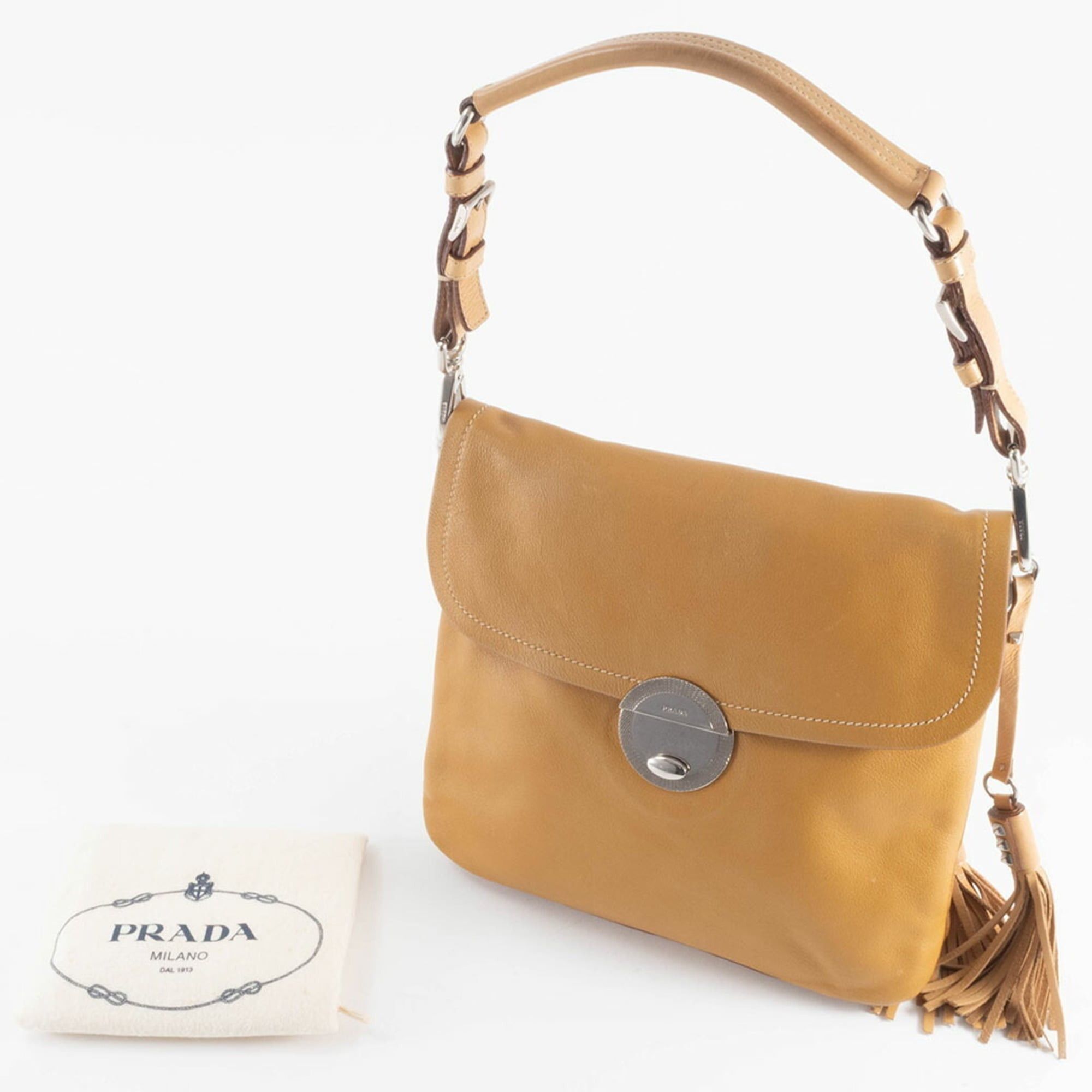 Prada Prada Leather Shoulder Bag BR2470 Camel Women's Tassel Charm PRADA Size ONE SIZE - 15 Thumbnail