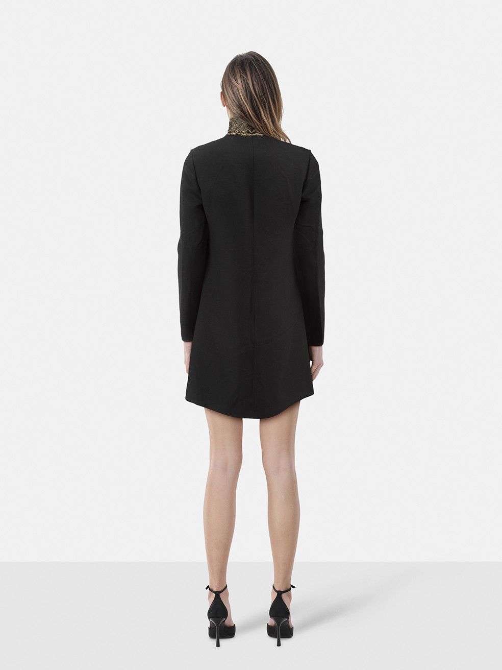 Valentino Black Lace Panel Long Sleeve Dress Size S / US 4 / IT 40 - 2 Thumbnail