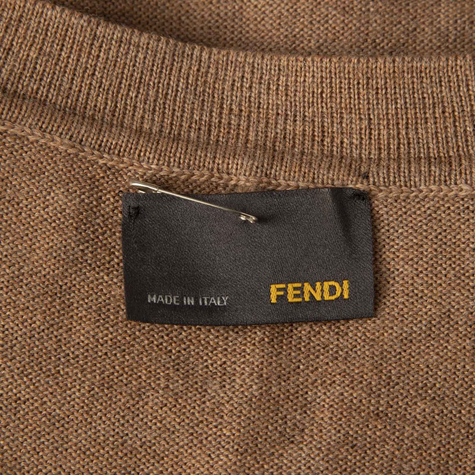 Fendi Brown Fur Trim Neckline Mini Dress Size XS / US 0-2 / IT 36-38 - 4 Thumbnail