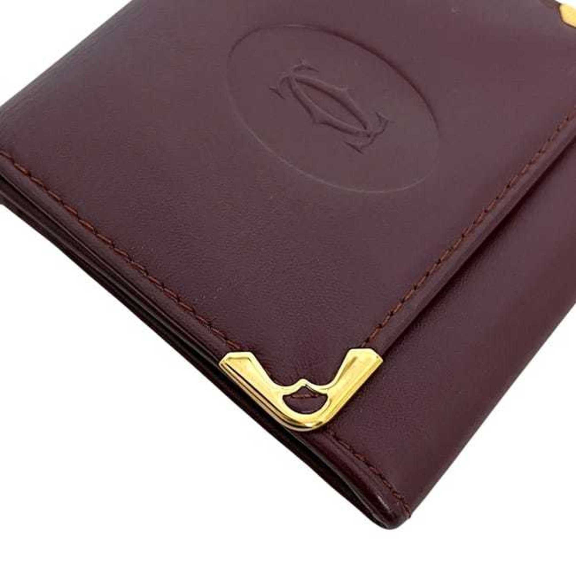 Cartier Cartier coin case ec-24813 Bordeaux Must purse leather wallet mini red wine compact for men and women Size ONE SIZE - 9 Thumbnail
