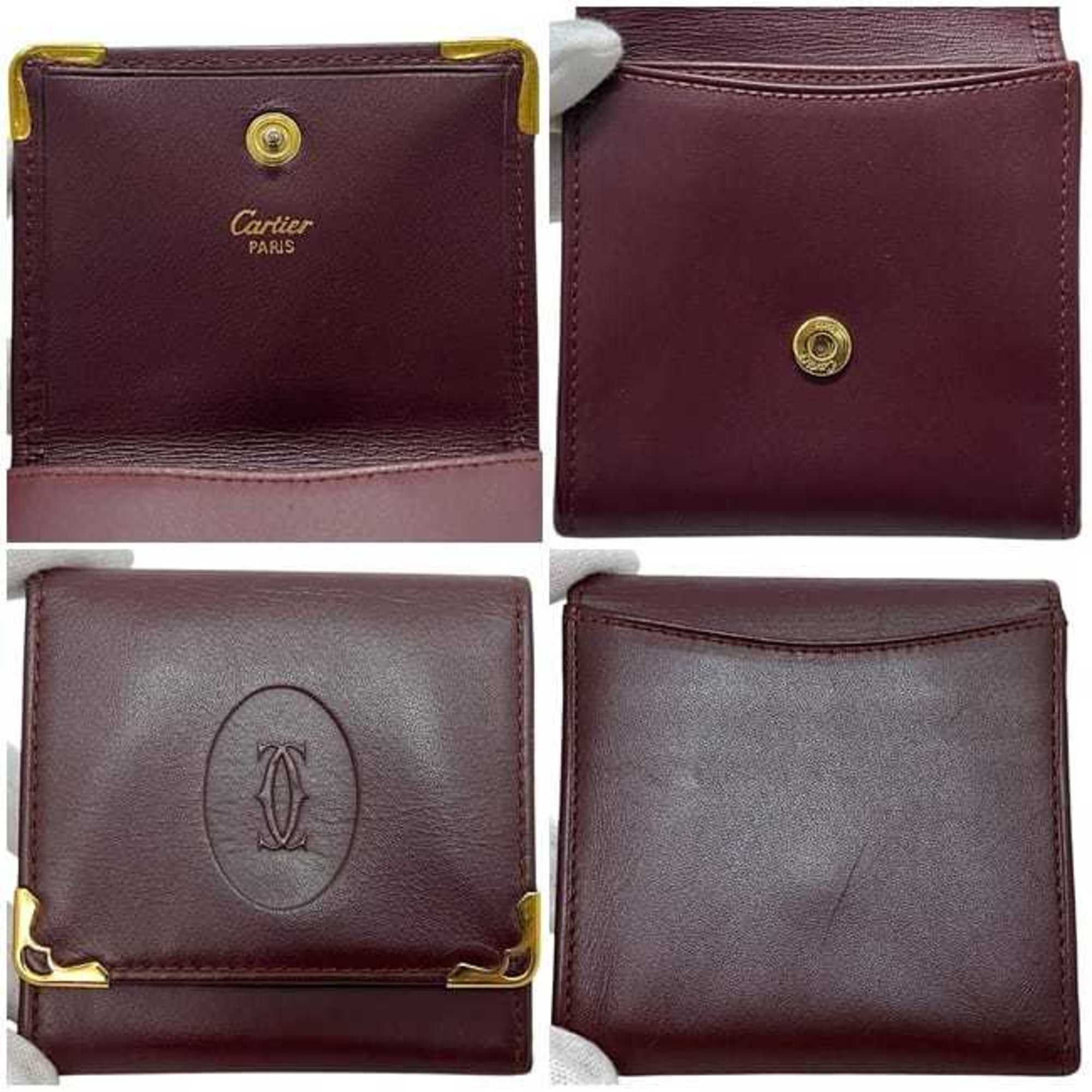 Cartier Cartier coin case ec-24813 Bordeaux Must purse leather wallet mini red wine compact for men and women Size ONE SIZE - 4 Thumbnail